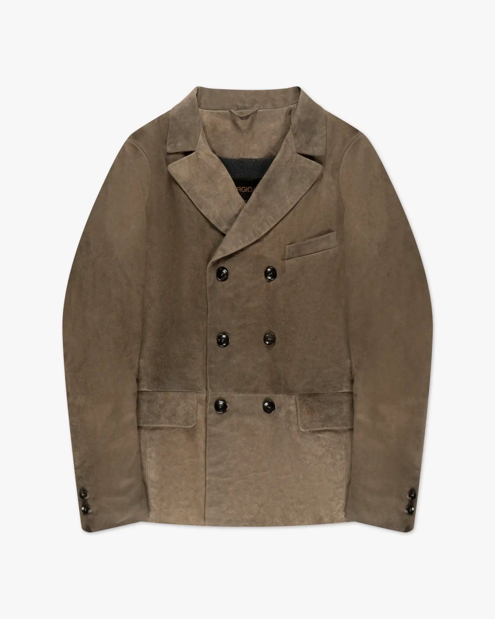 Canapafarbene Gebügelte Zweireihige Wachsleder Rever Jacke von Giorgio Brato - Coats & Jackets GIORGIO BRATO
