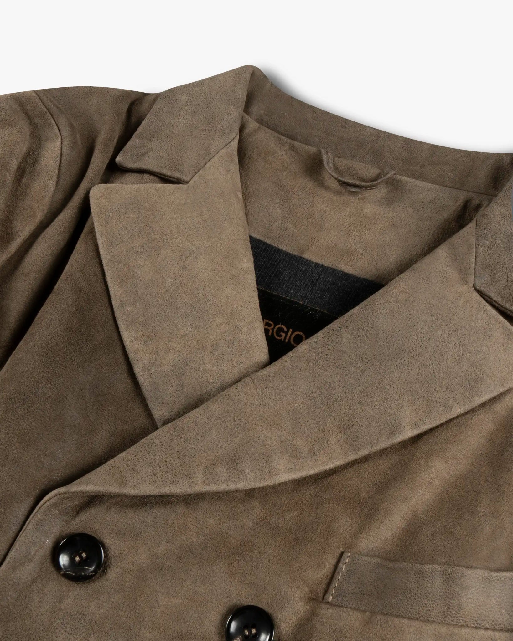 Canapafarbene Gebügelte Zweireihige Wachsleder Rever Jacke von Giorgio Brato - Coats & Jackets GIORGIO BRATO