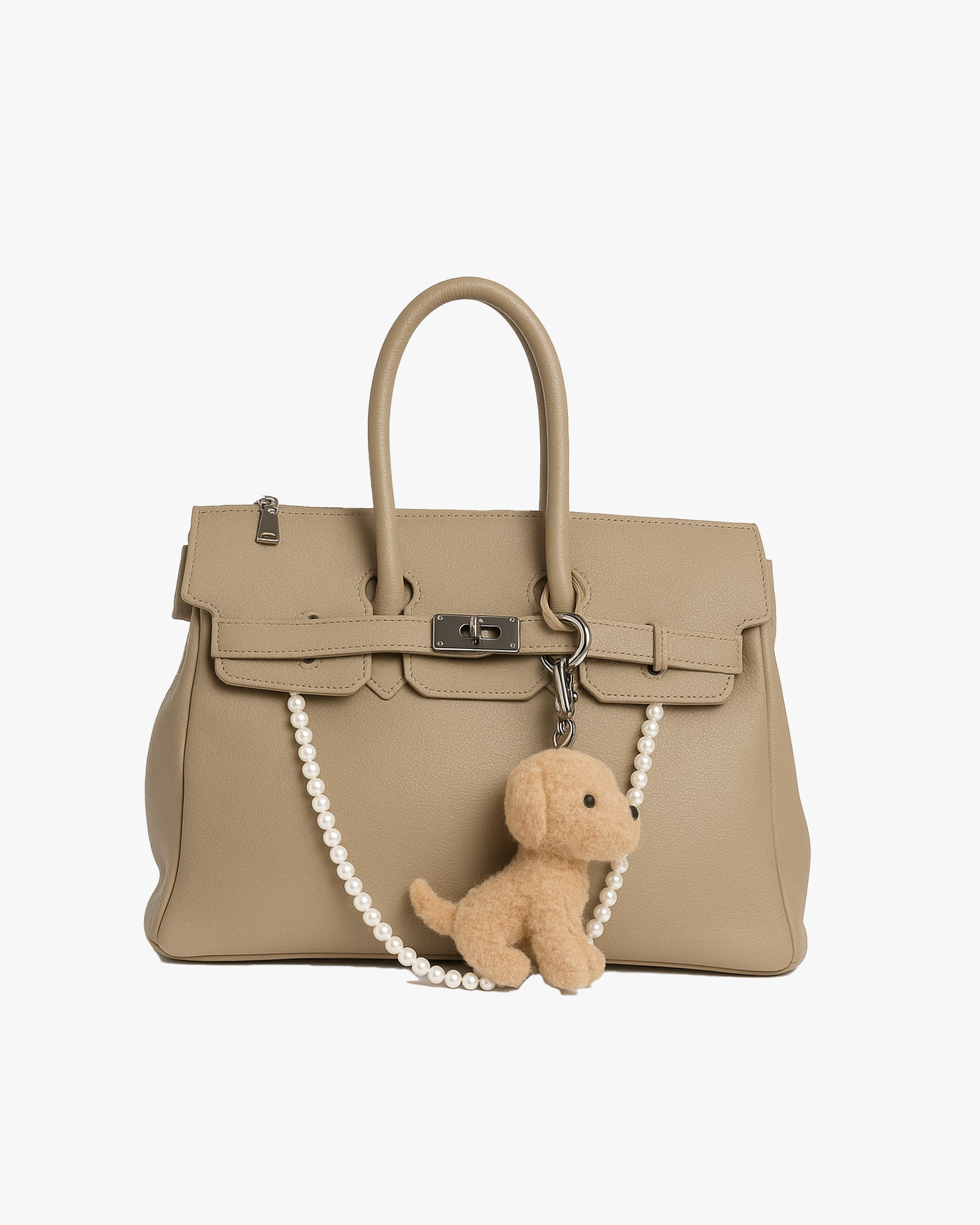 Cappuccinofarbene Nappaleder - Tasche mit Schmuckbesatz und Schulterriemen von Mia Bag - Accessories MIA BAGS