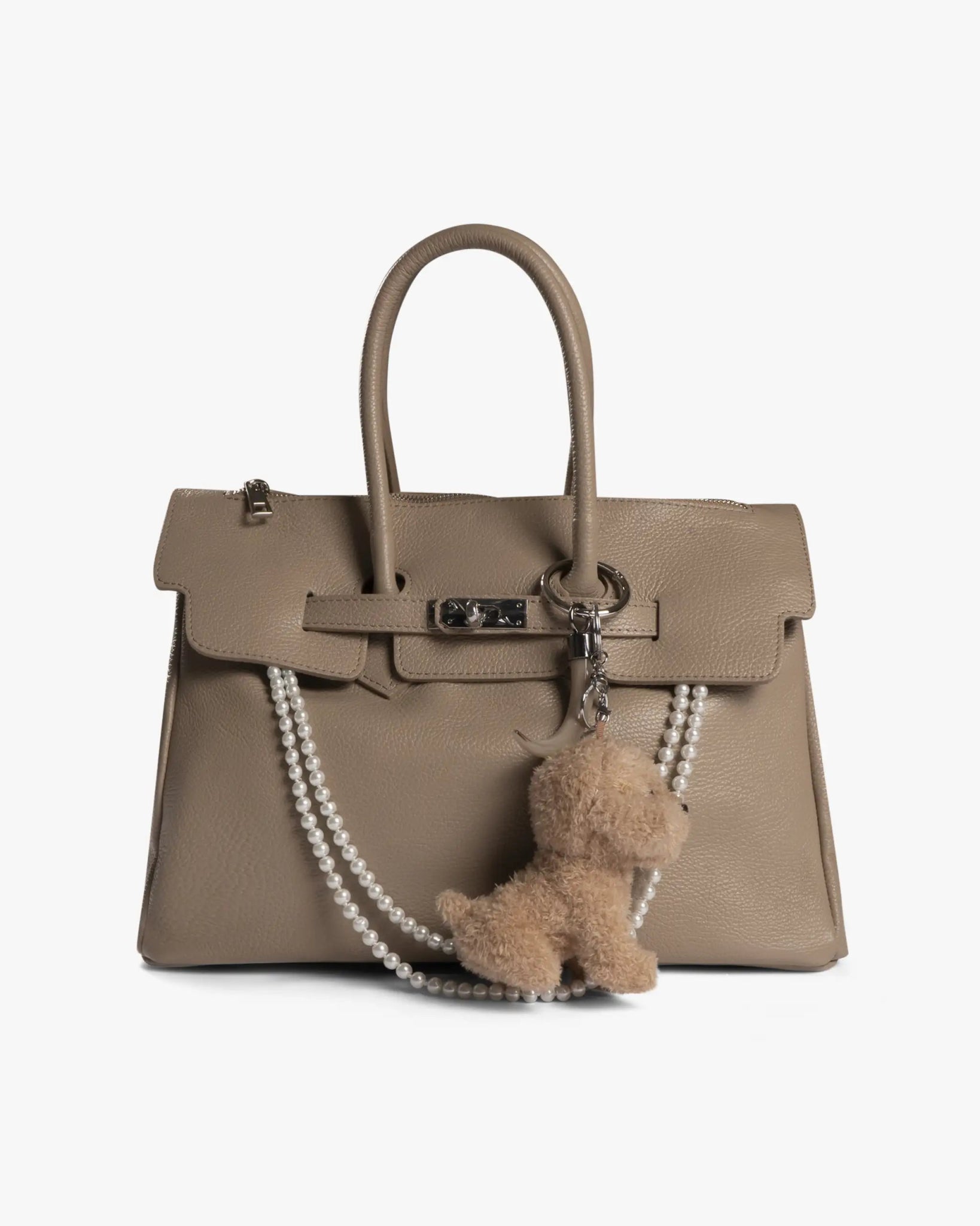 Cappuccinofarbene Nappaleder - Tasche mit Schmuckbesatz und Schulterriemen von Mia Bag - Accessories MIA BAGS