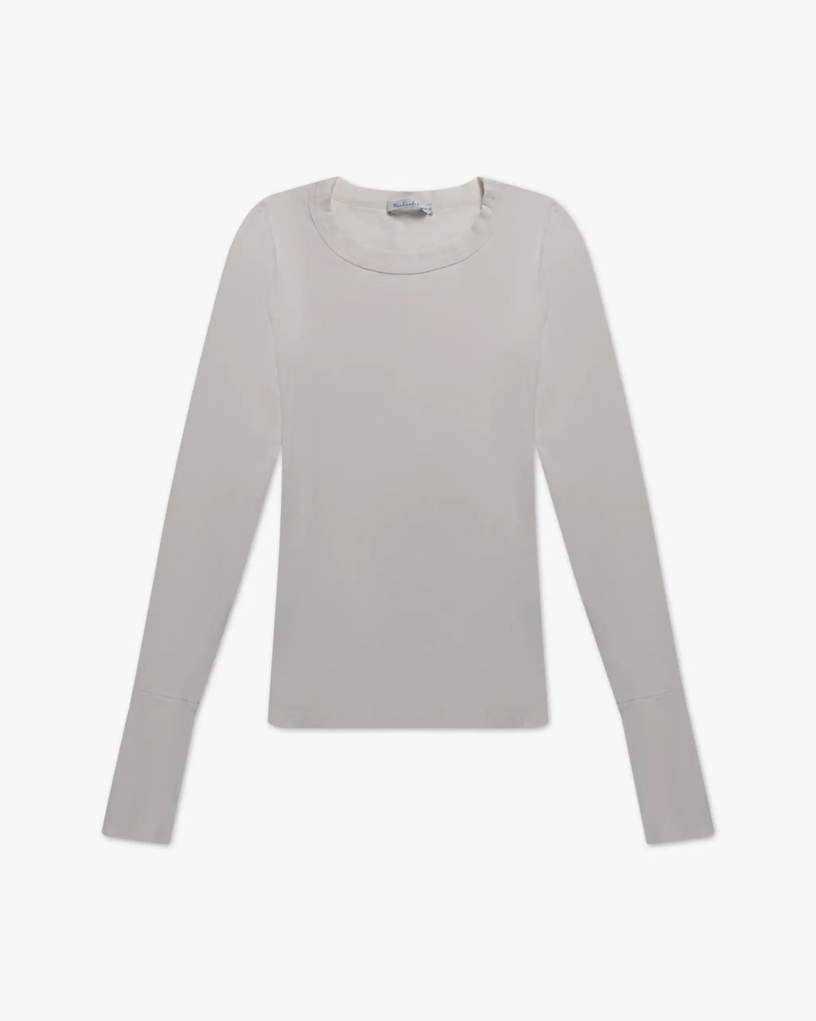 Chalkfarbenes Long Sleeve Open Crew Neck T-Shirt von Michael Stars - Shirts MICHAEL STARS