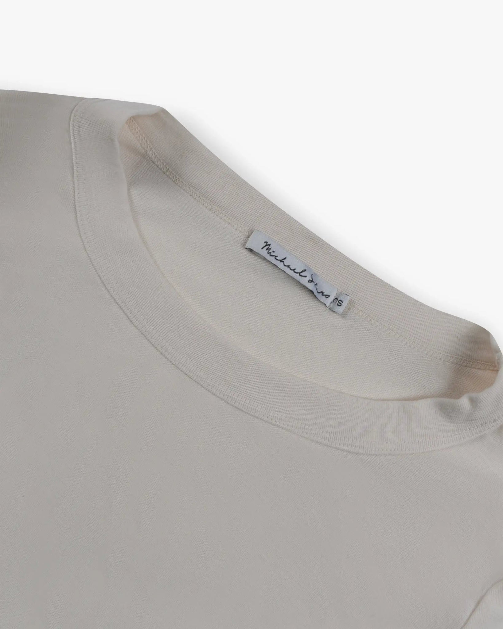 Chalkfarbenes Long Sleeve Open Crew Neck T-Shirt von Michael Stars - Shirts MICHAEL STARS