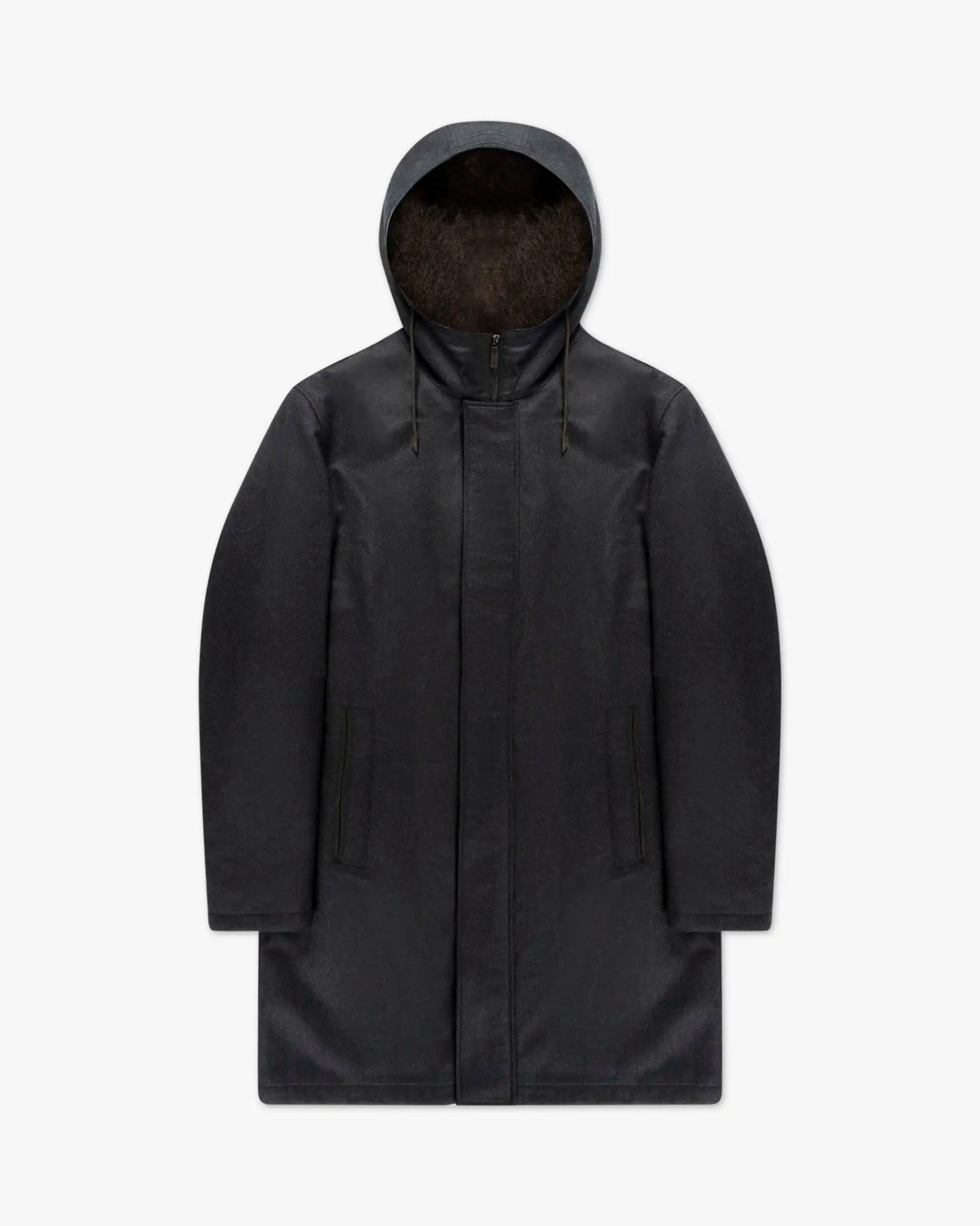 Charcoalfarbene Stormsystem Wool mit Sherling Jacke von Luciano Barbera - Coats & Jackets LUCIANO BARBERA