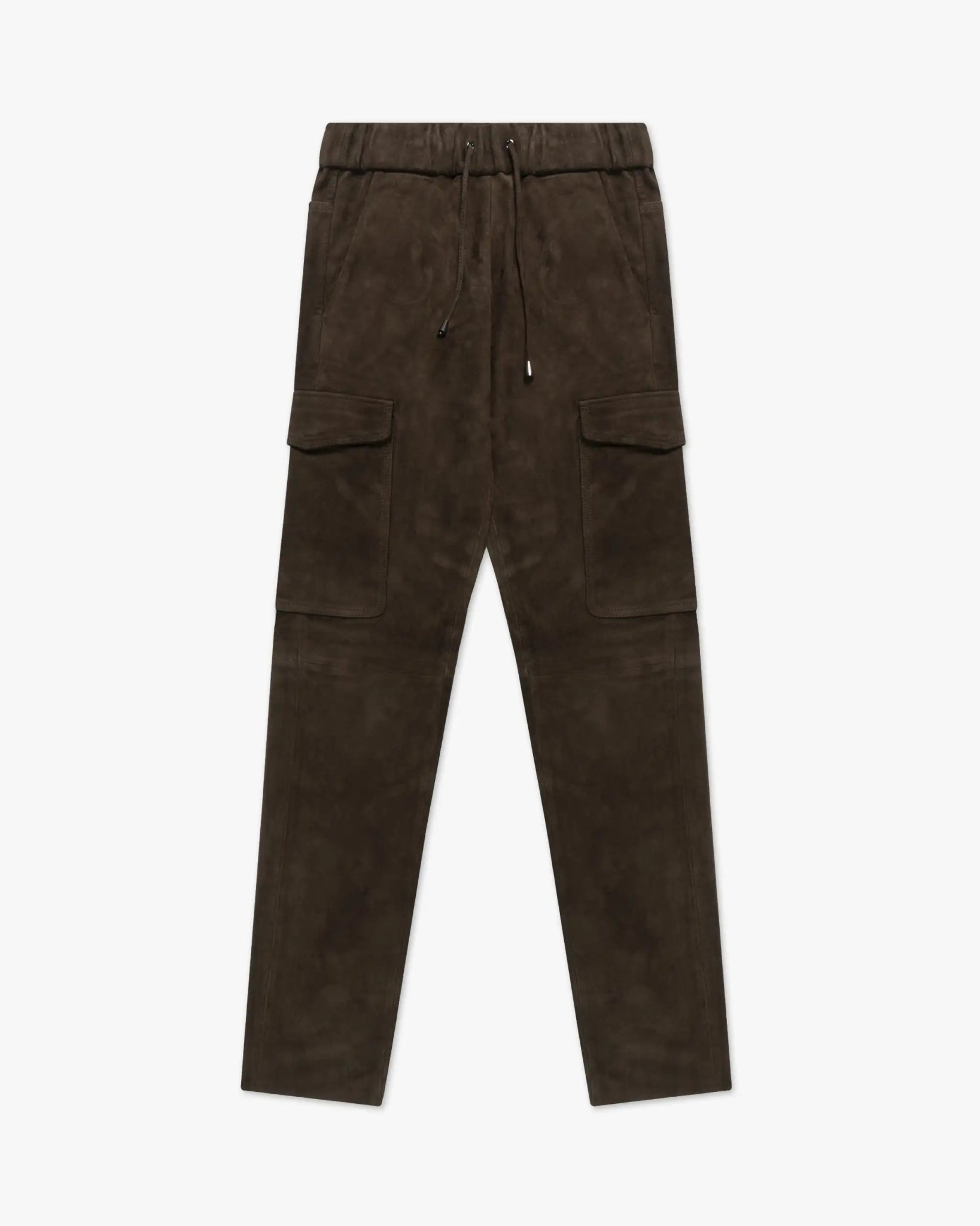 Chocolatebraune Stretchvelour Leder Cargo Hose von Novelle - Trousers NOVELLE