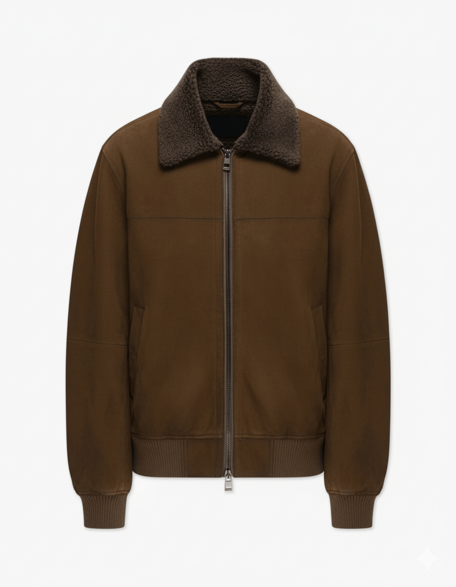 Cognacfarbene Ziegenvelour Jacke von GMS75 - Coats & Jackets GMS - 75