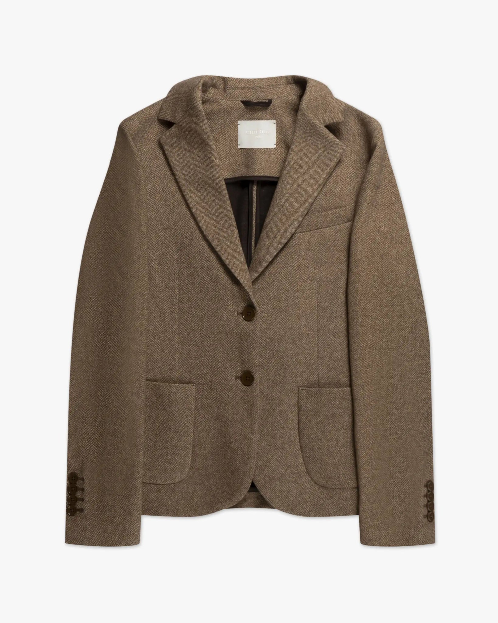 Cognacfarbener Bedruckter Fischgrat 2 Knopf Blazer von Circolo - Blazers CIRCOLO 1901