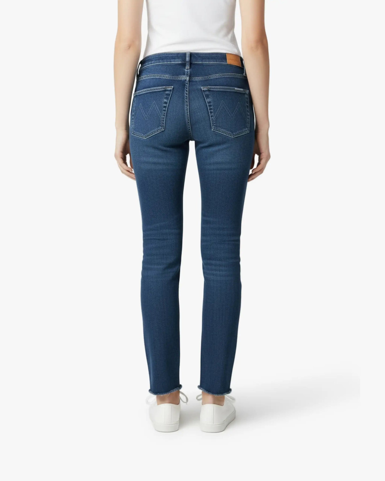 Dunkelblaue Jeans mit Mid Rise und Fransaum von Mother - Denim MOTHER