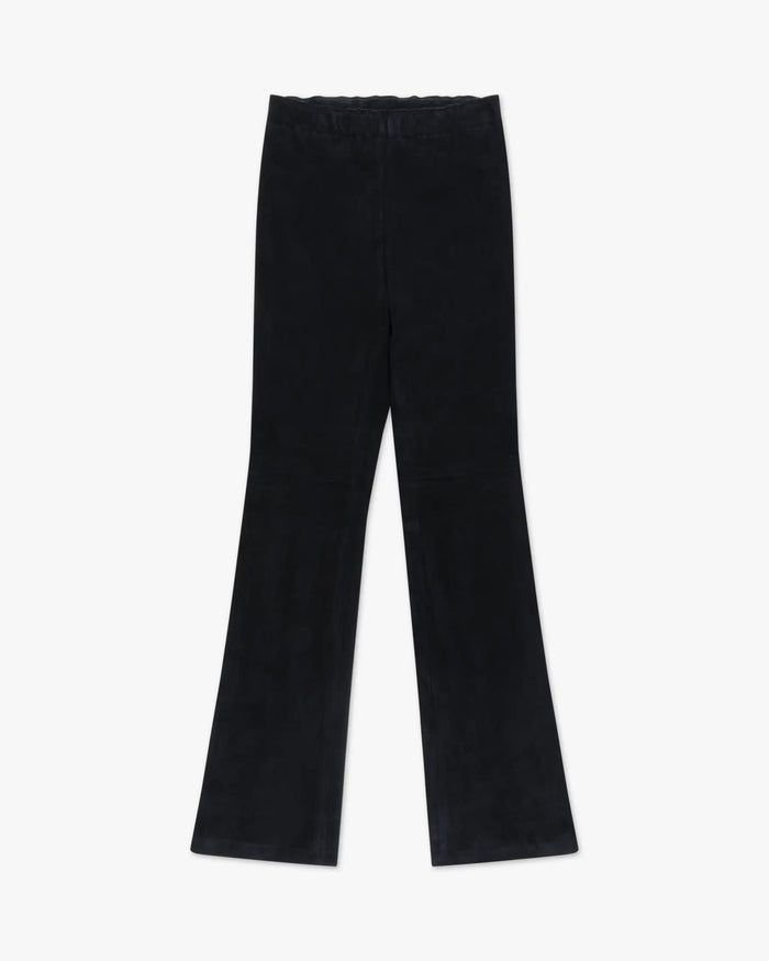Dunkelblaue Notte Stretch Velour Hose von Stouls