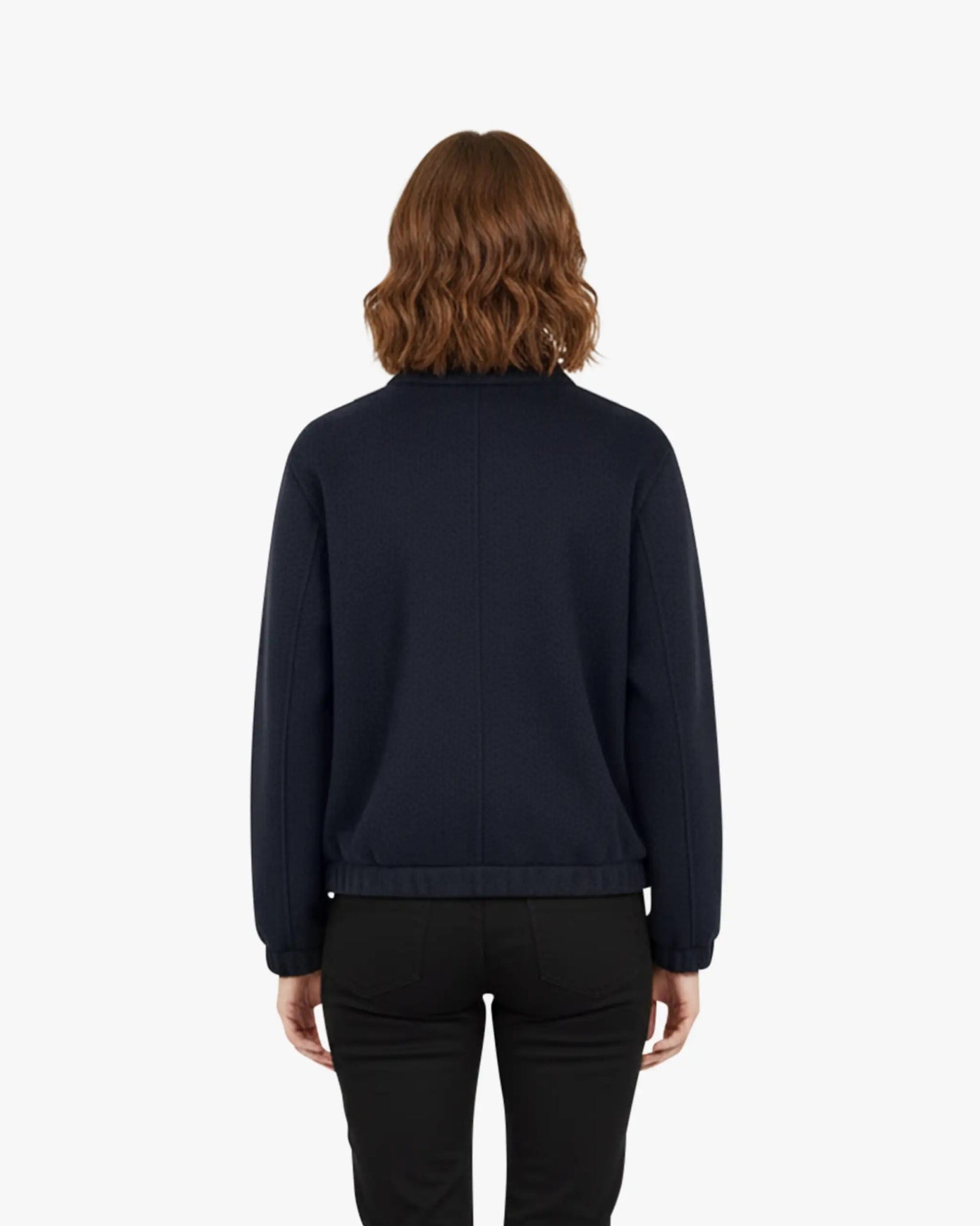 Dunkelblaue zweifädig gewalkte Cashmere - Kurzjacke von Lunaria - Knitwear LUNARIA