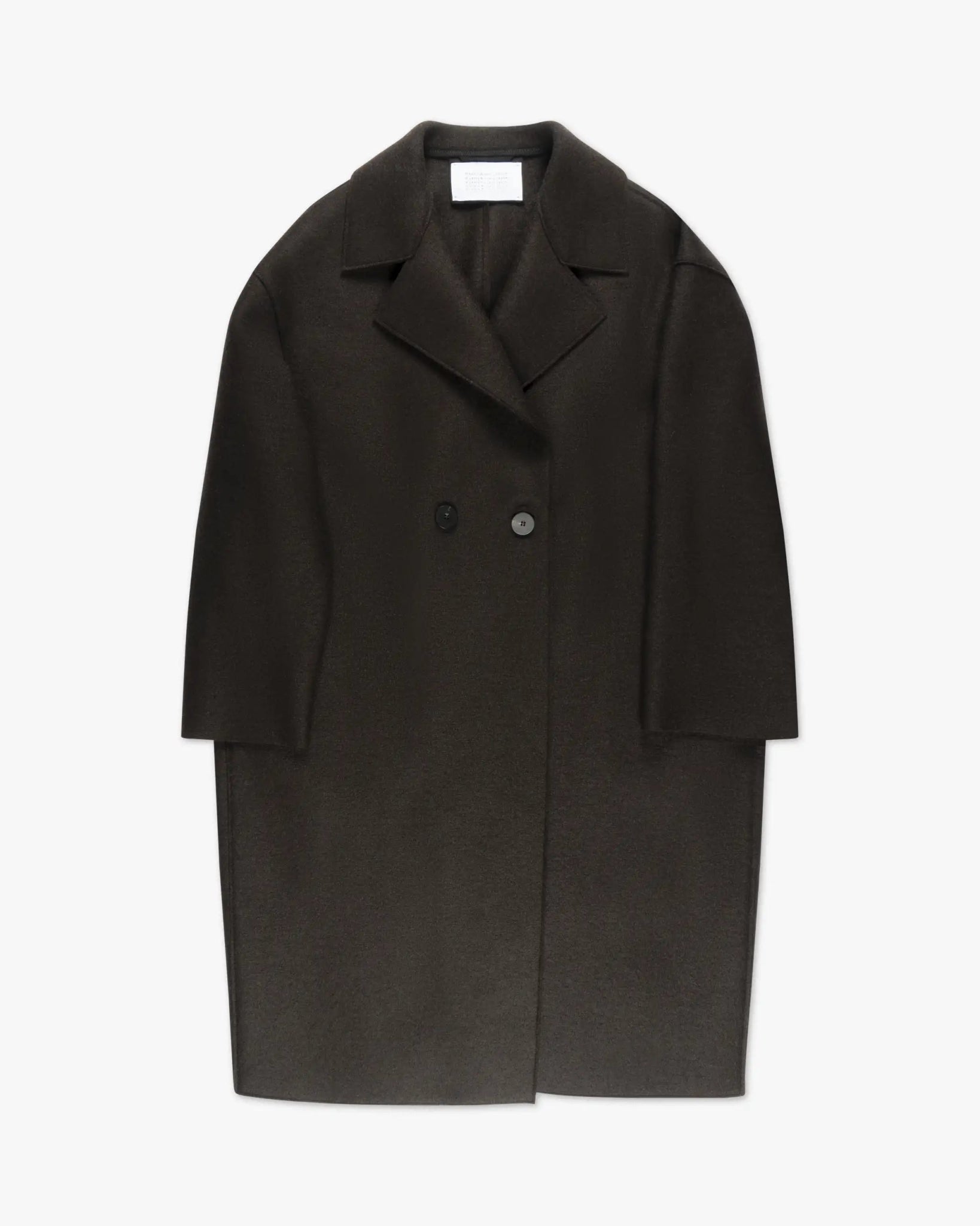 Dunkelbrauner Gekochter Gepresster Uni Woll Drop Shoulder Mantel von Harris Wharf London - Coats & Jackets HARRIS WARF