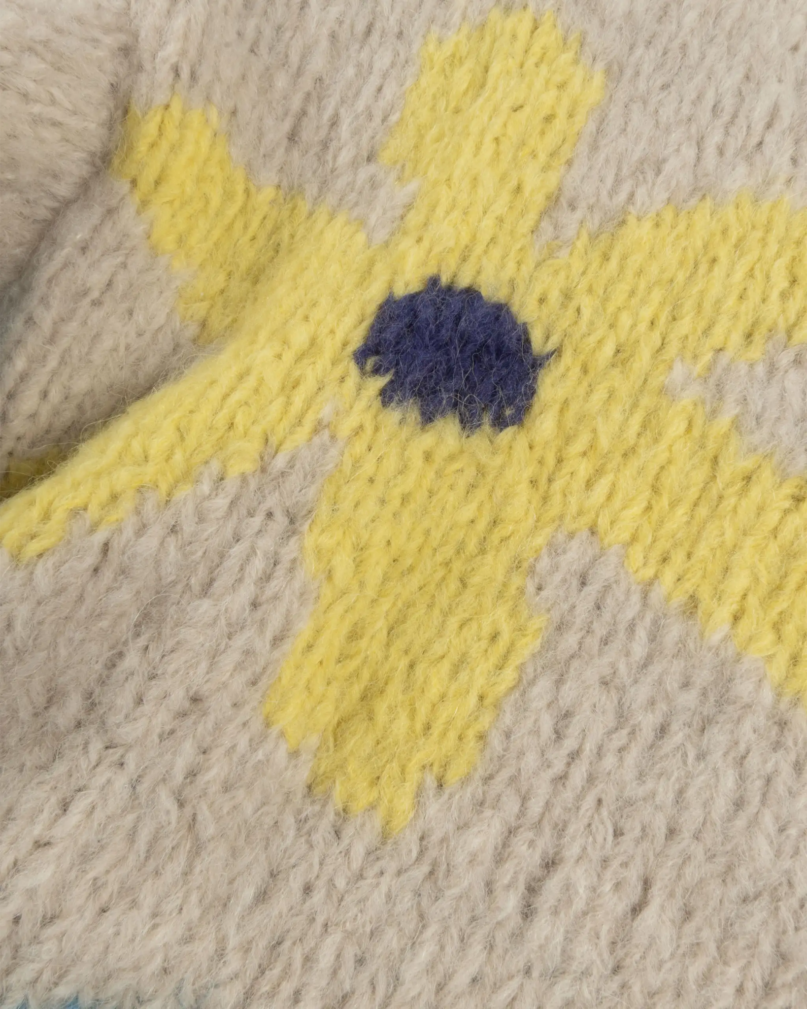 Ecrufarbener Blumen Jacquard Intarsien Rundhals Pullover von Frantic by Andrea Venturini - Knitwear FRANTIC