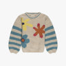 Ecrufarbener Blumen Jacquard Intarsien Rundhals Pullover von Frantic by Andrea Venturini - Knitwear FRANTIC