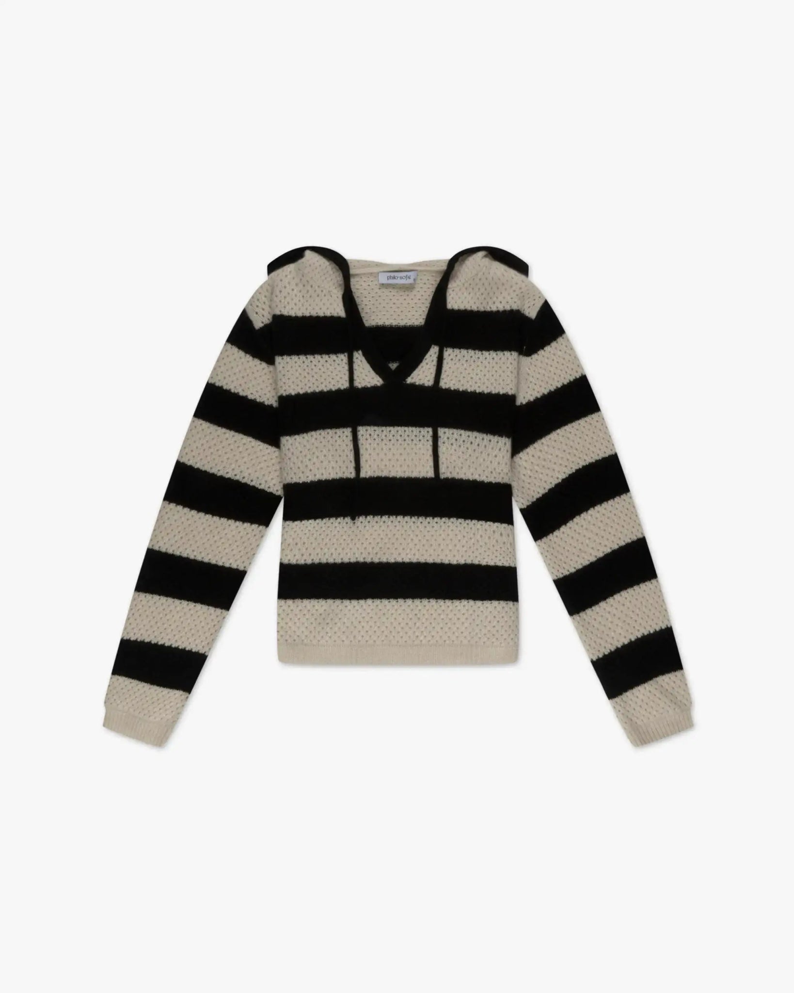 Eierschalfarbener Striped Mesh Kapuzenpullover von Philo Sofie - Knitwear PHILO - SOFIE