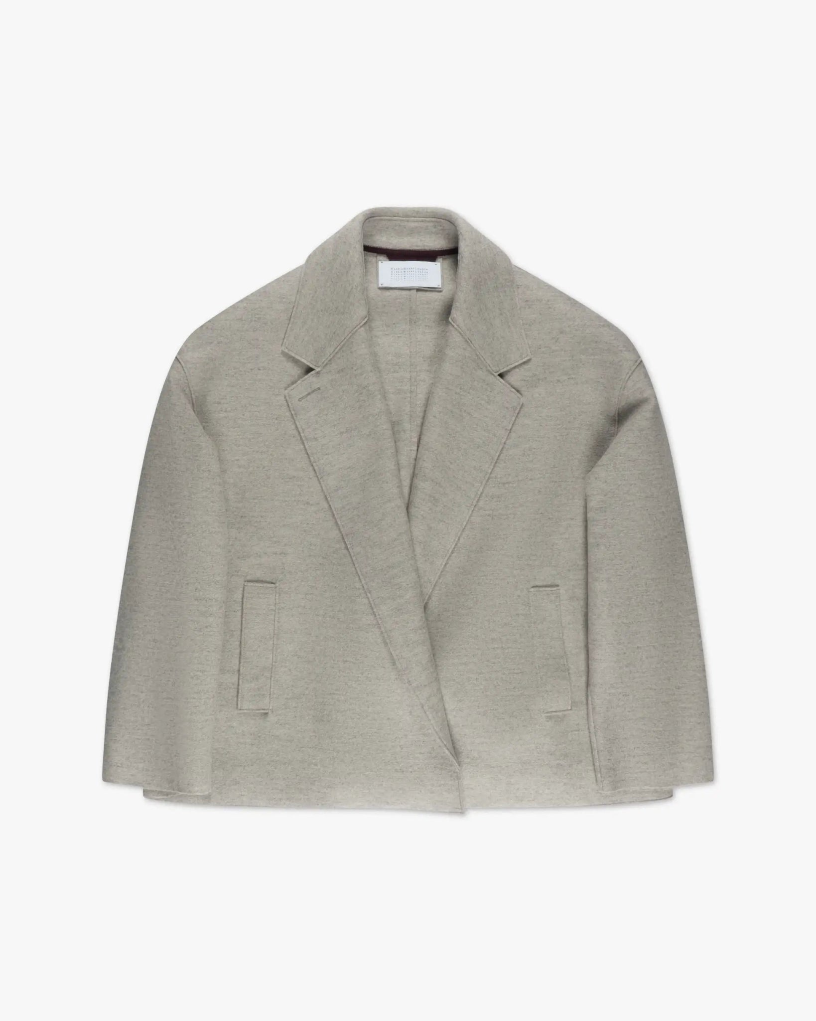 Eisgraue Gekochte Gepresste Uni Wolle Kurzjacke von Harris Wharf London - Coats & Jackets HARRIS WARF