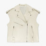 Elfenbeinfarbene Plongee Lammleder Perfecto Bikerweste von Salvatore Santoro - Vests SALVATORE S.