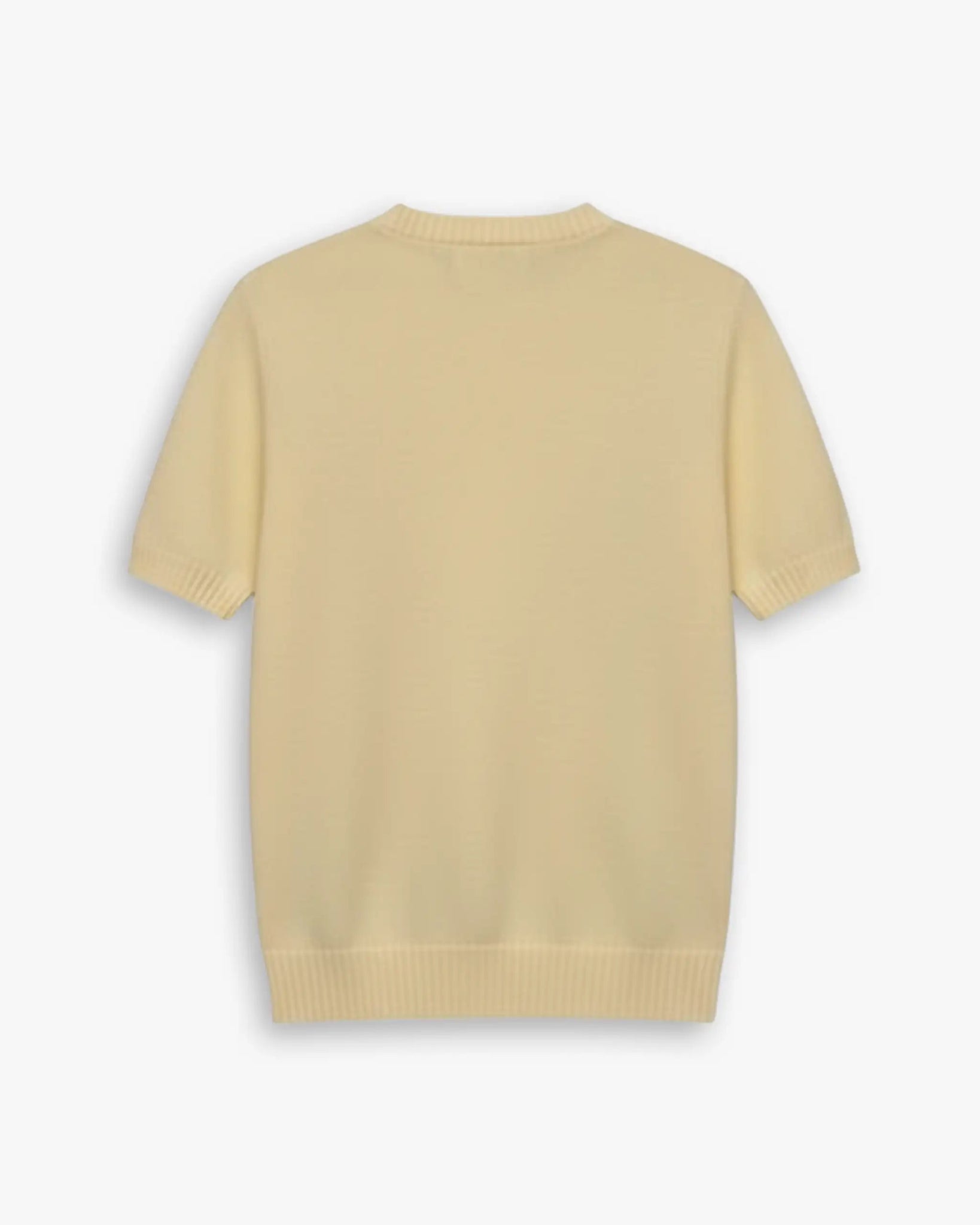 Gelber Cashmere - Pullover mit Rundhalsausschnitt und Kurzarm von Lunaria - Knitwear LUNARIA