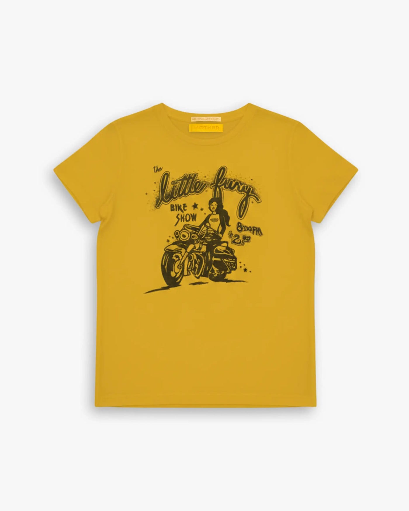 Gelbes T-Shirt mit Little Fury Bike Print von Mother
