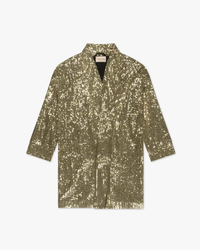 Goldene Sequence Kimono Wickeljacke von The Twins
