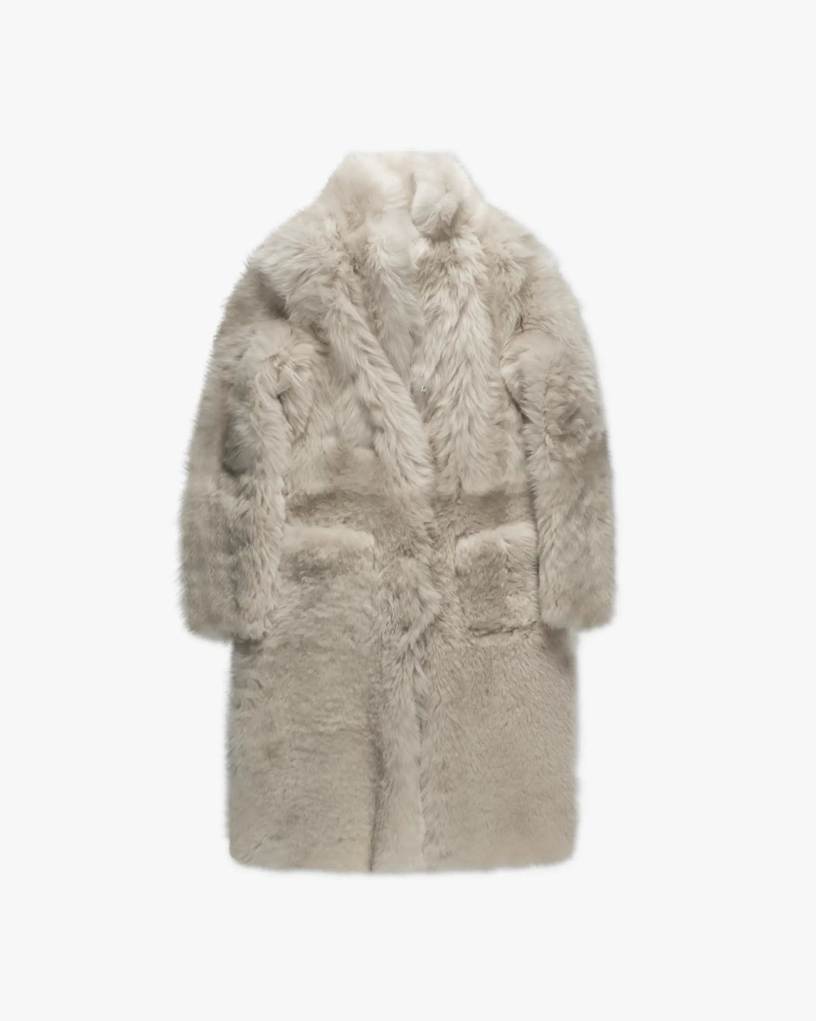 Graige Woodfarbener Boyfriend Einreiher Lammfell Mantel von Benedetta Novi - Coats & Jackets BENEDETTA NOVI