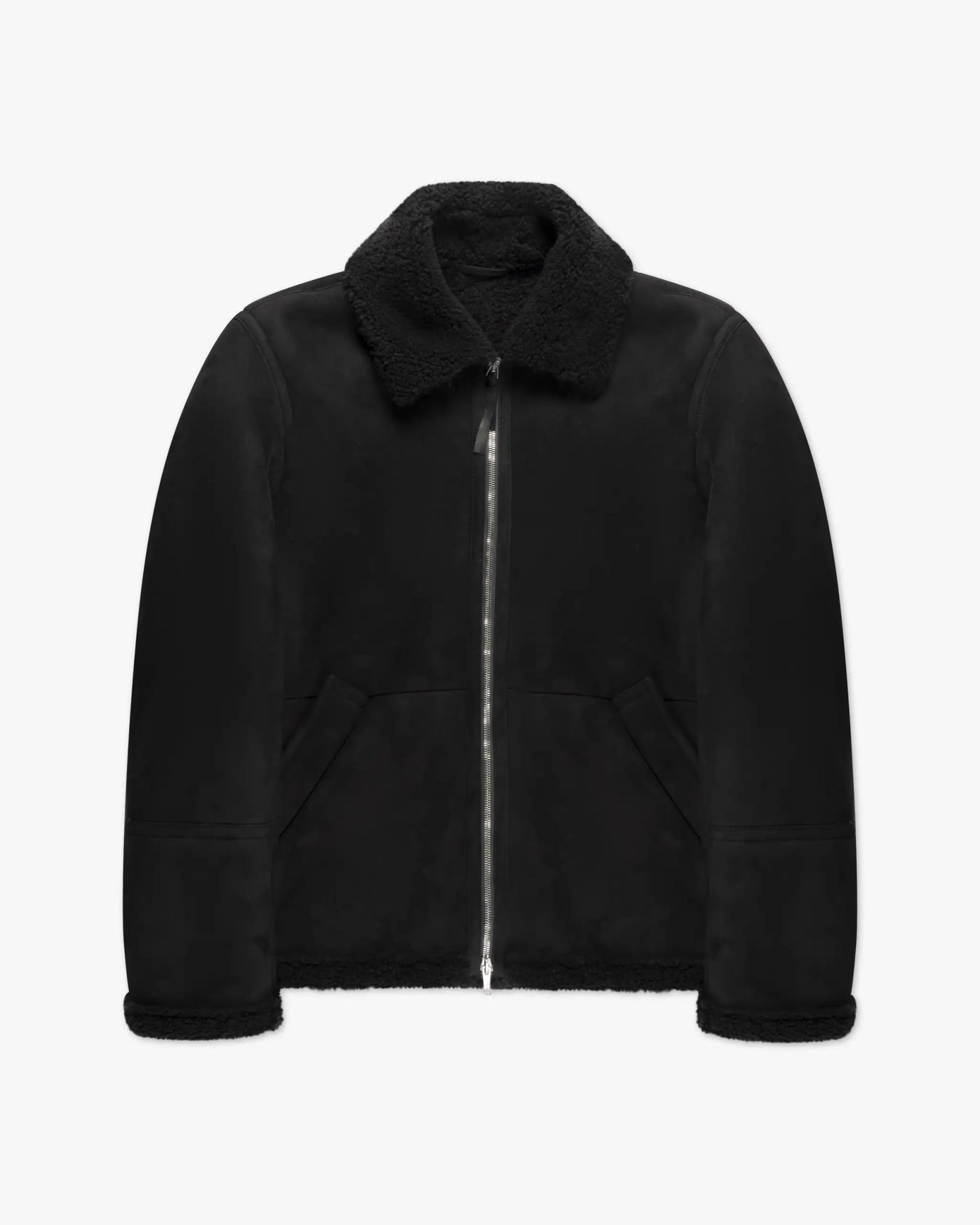 Graue Nubuk Lammfell Bomber Jacke von Luciano Barbera - Coats & Jackets LUCIANO BARBERA