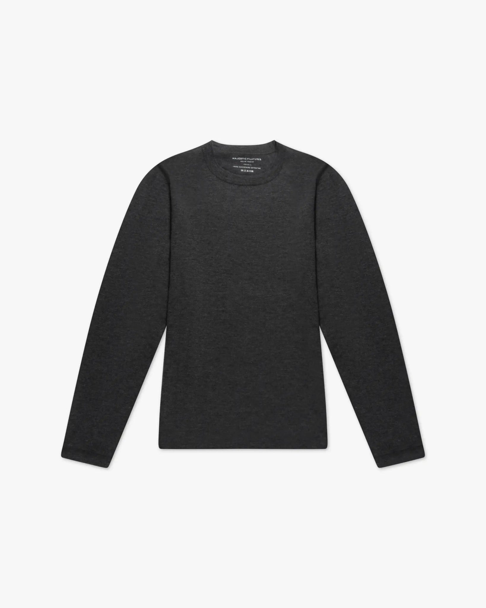 Grauer Cashmere Rundhals Langarm Pullover von Majestic Filatures - Shirts MAJESTIC
