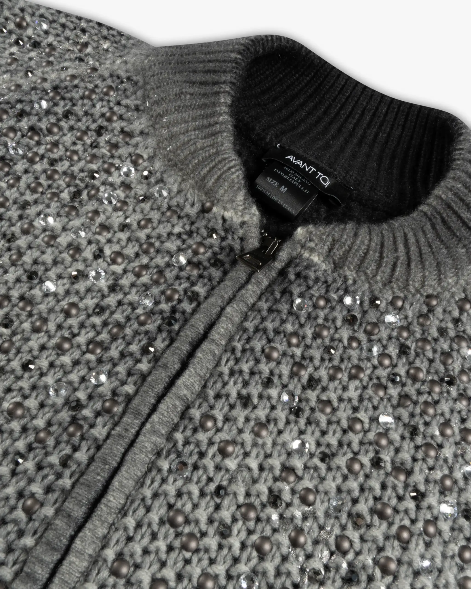 Grauer Gestrickter Swarovski Rever Sweater von Avant Toi - Knitwear AVANT TOI