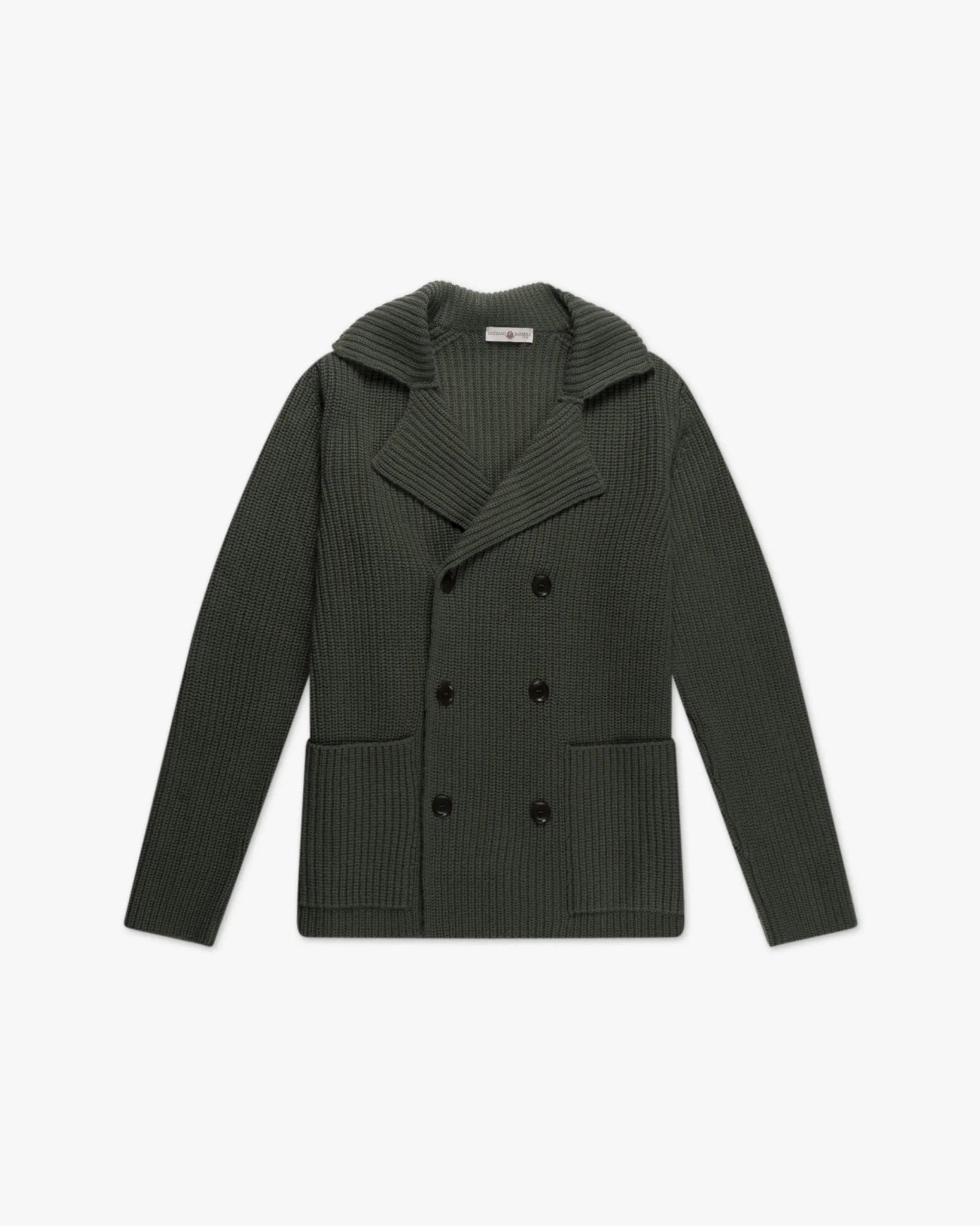 Grüne Cashmere Doublebreast Fisherman Cardigan von Luciano Barbera - Knitwear LUCIANO BARBERA