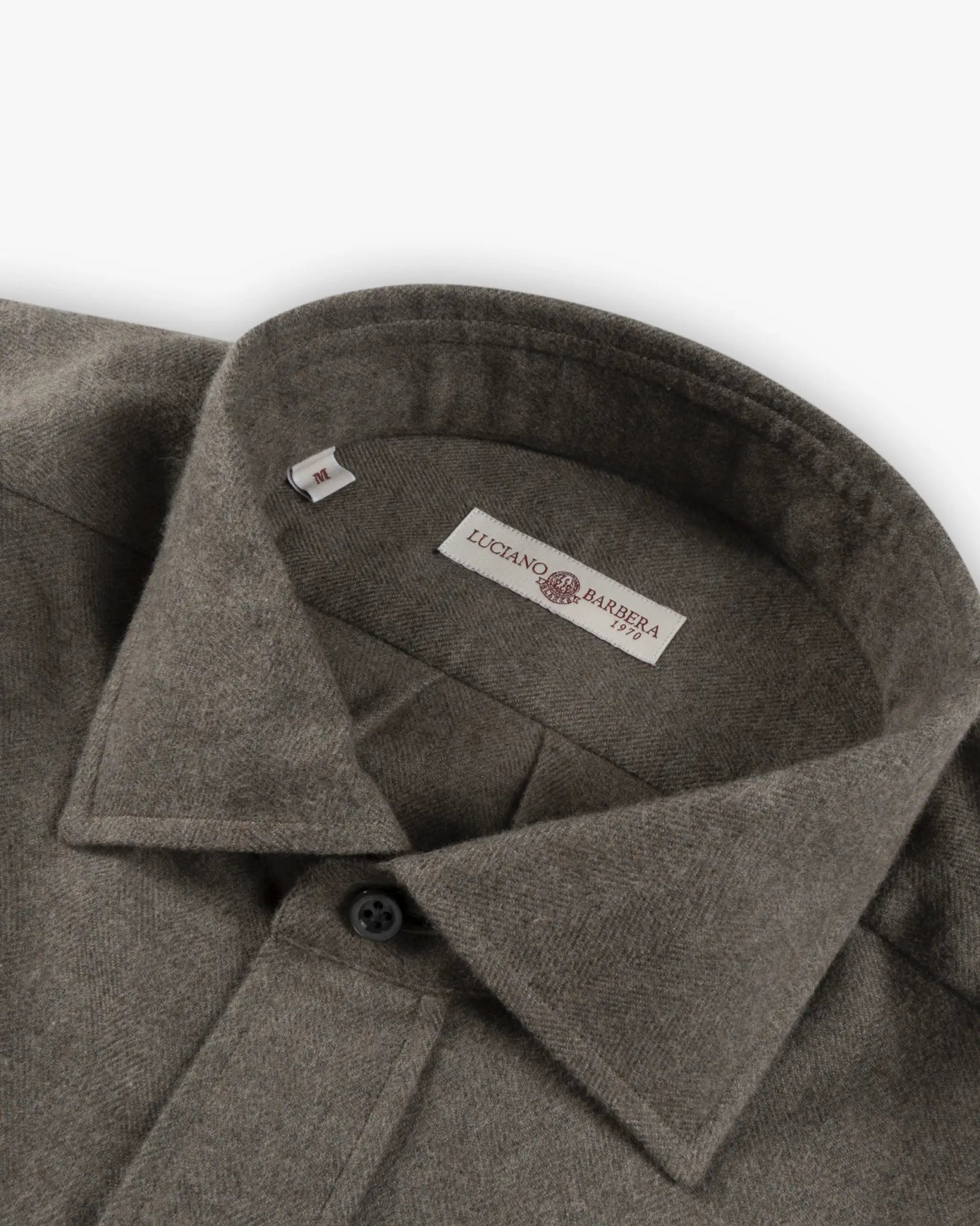 Hellbeiges Baumwollflanell Fischgrät Kentkragen Regular Fit Hemd von Luciano Barbera - Shirts LUCIANO BARBERA