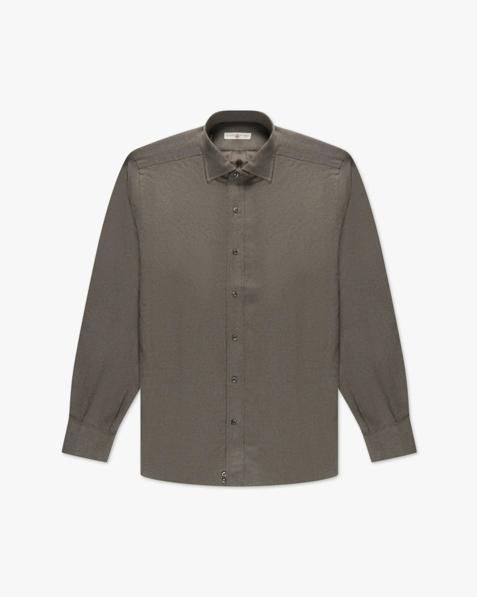 Hellbeiges Baumwollflanell Fischgrät Kentkragen Regular Fit Hemd von Luciano Barbera - Shirts LUCIANO BARBERA