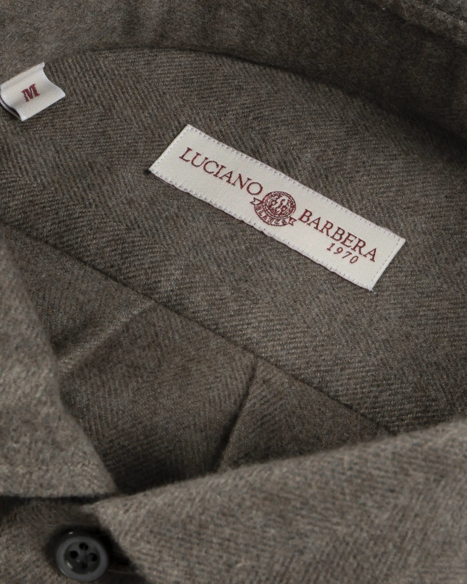 Hellbeiges Baumwollflanell Fischgrät Kentkragen Regular Fit Hemd von Luciano Barbera - Shirts LUCIANO BARBERA