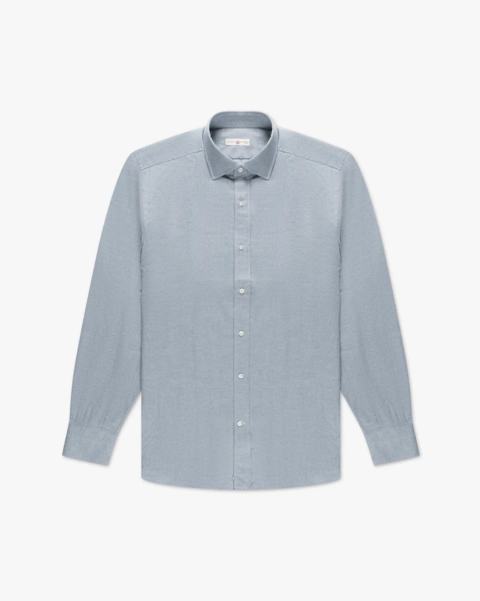 Hellblaues Baumwollflanell Fischgrät Kentkragen Regular Fit Hemd von Luciano Barbera - Shirts LUCIANO BARBERA