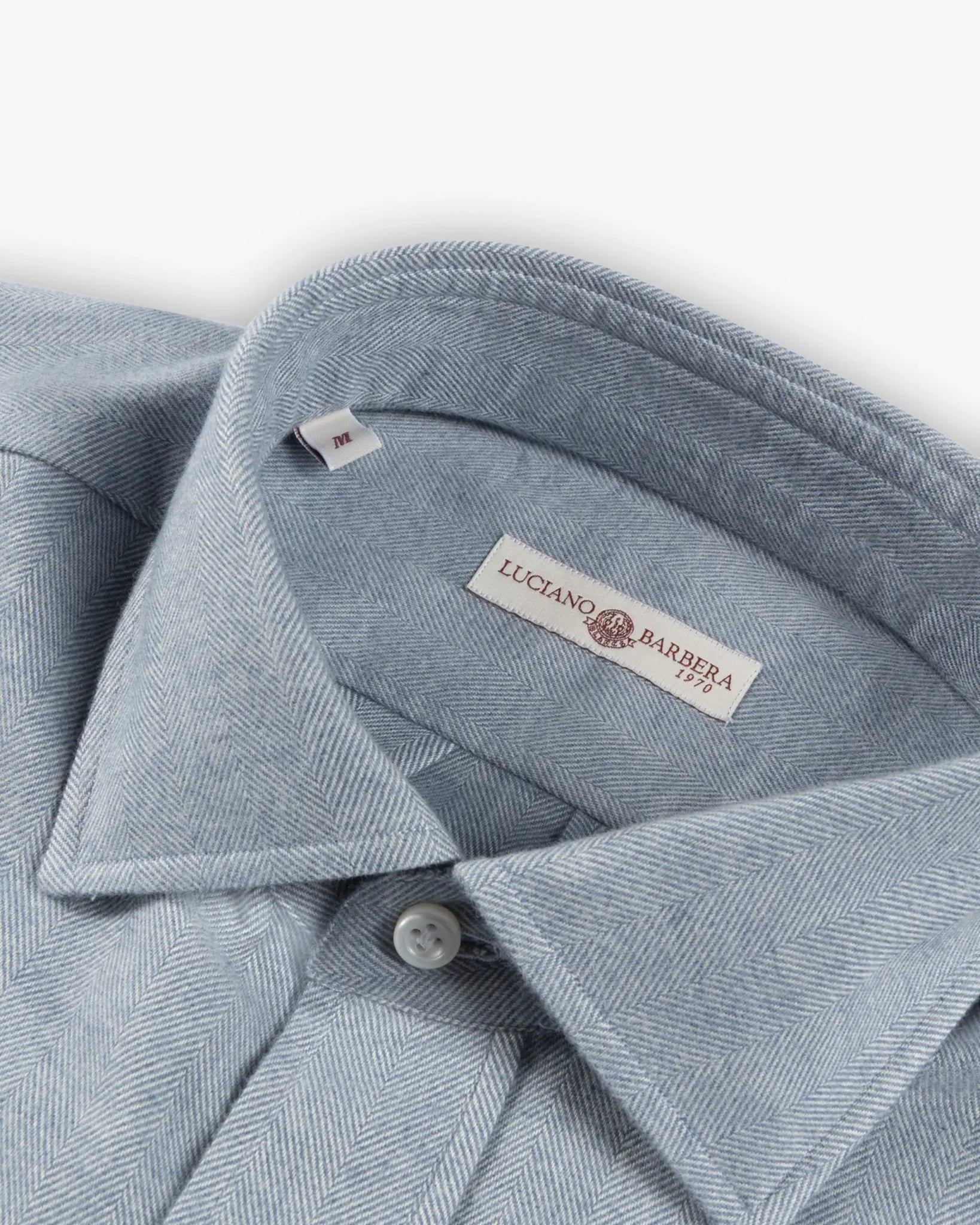 Hellblaues Baumwollflanell Fischgrät Kentkragen Regular Fit Hemd von Luciano Barbera - Shirts LUCIANO BARBERA
