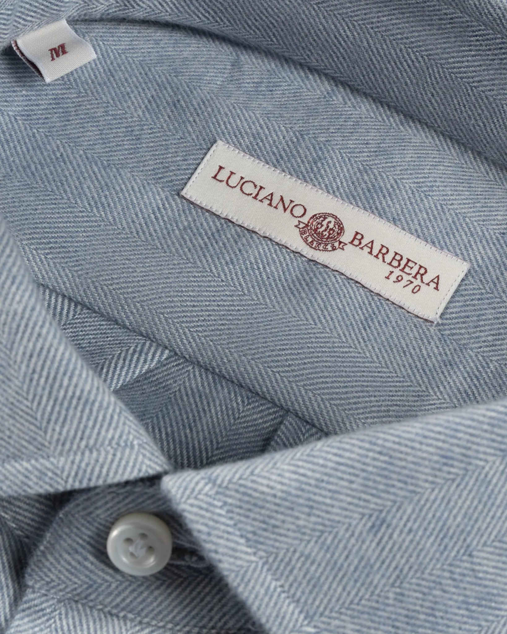 Hellblaues Baumwollflanell Fischgrät Kentkragen Regular Fit Hemd von Luciano Barbera - Shirts LUCIANO BARBERA