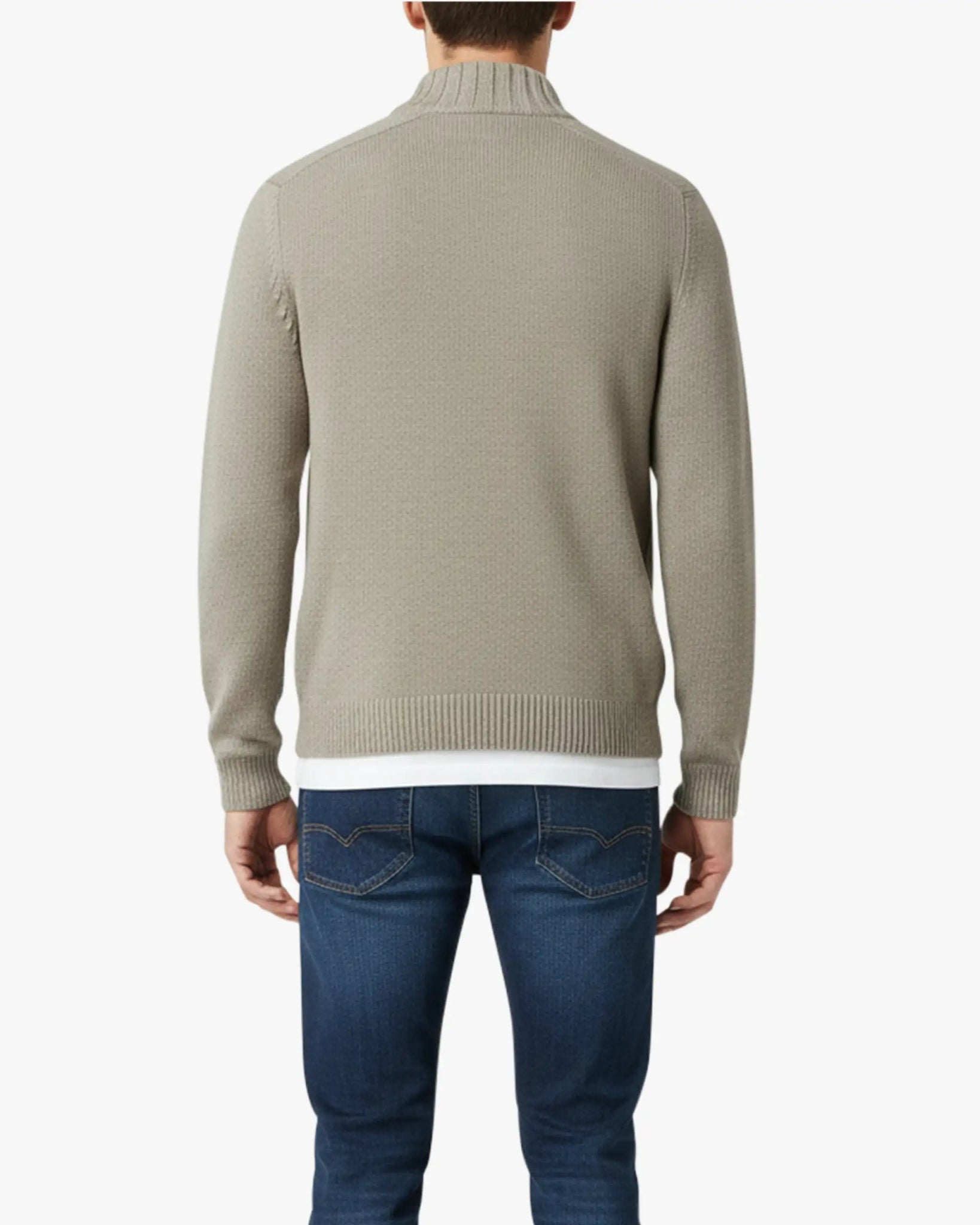 Hellgrauer Woll - Cardigan mit Reißverschluss von Luciano Barbera - Knitwear LUCIANO BARBERA