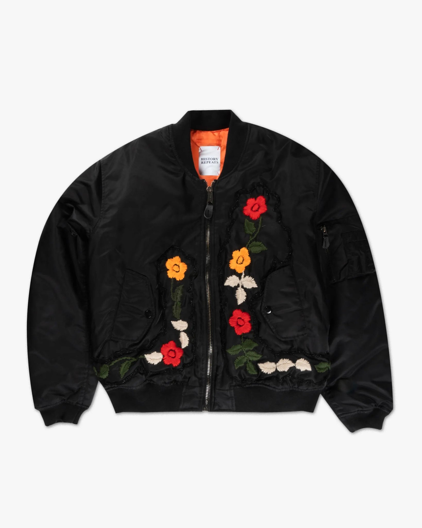 Italienische - Nylon - Bomberjacke mit Blumenbesatz von History Repeats - Coats & Jackets HISTORY REPEATS