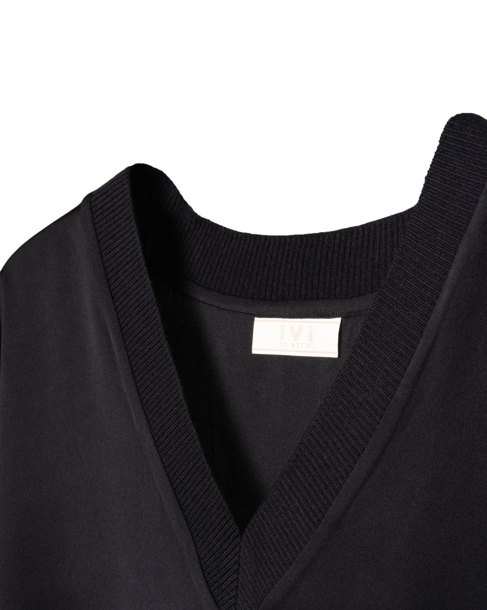 IVI COLLECTION | KNITTED V - STRETCH SILK BLOUSE - Blouses IVI Collection
