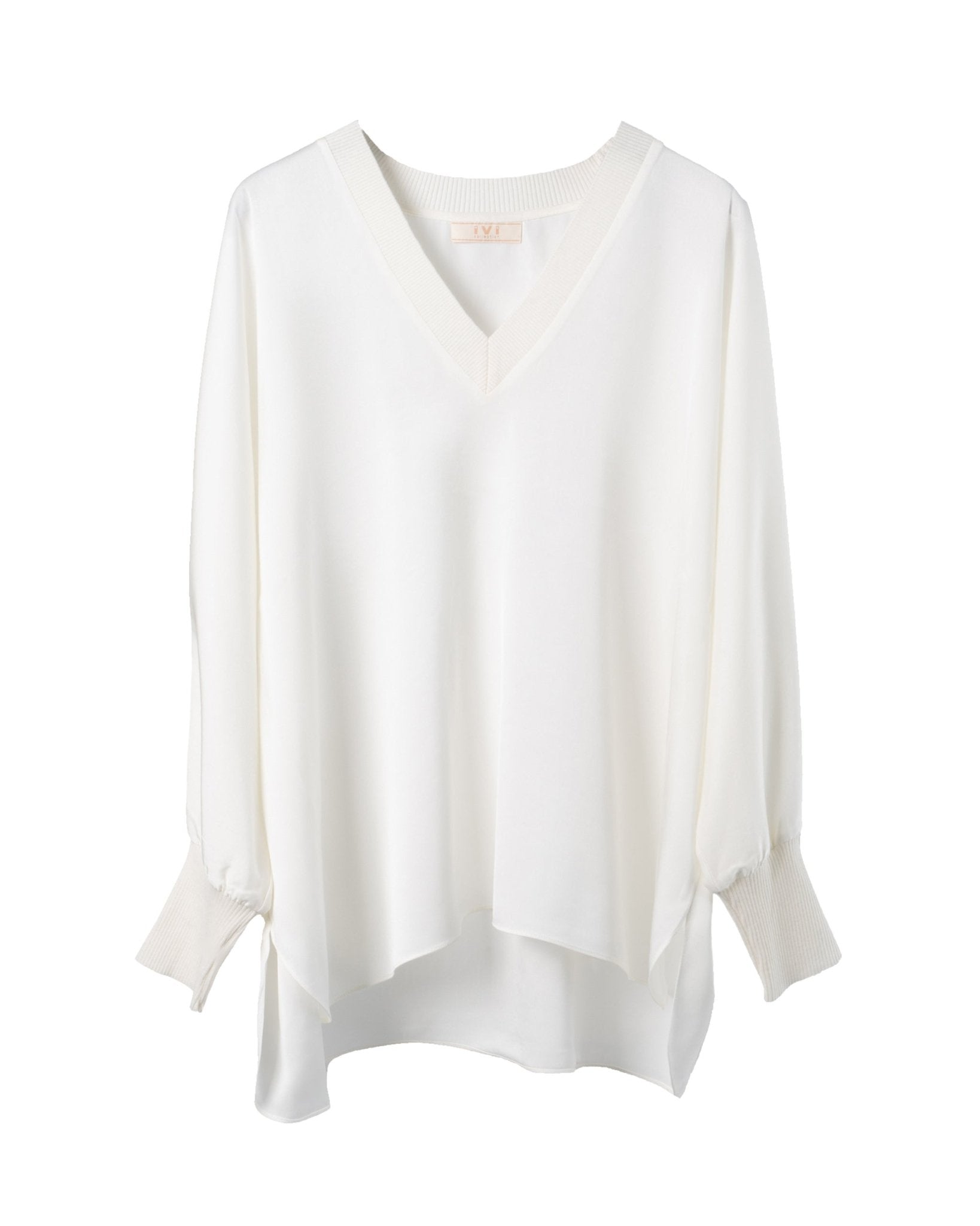 IVI COLLECTION | KNITTED V - STRETCH SILK BLOUSE - Blouses IVI Collection