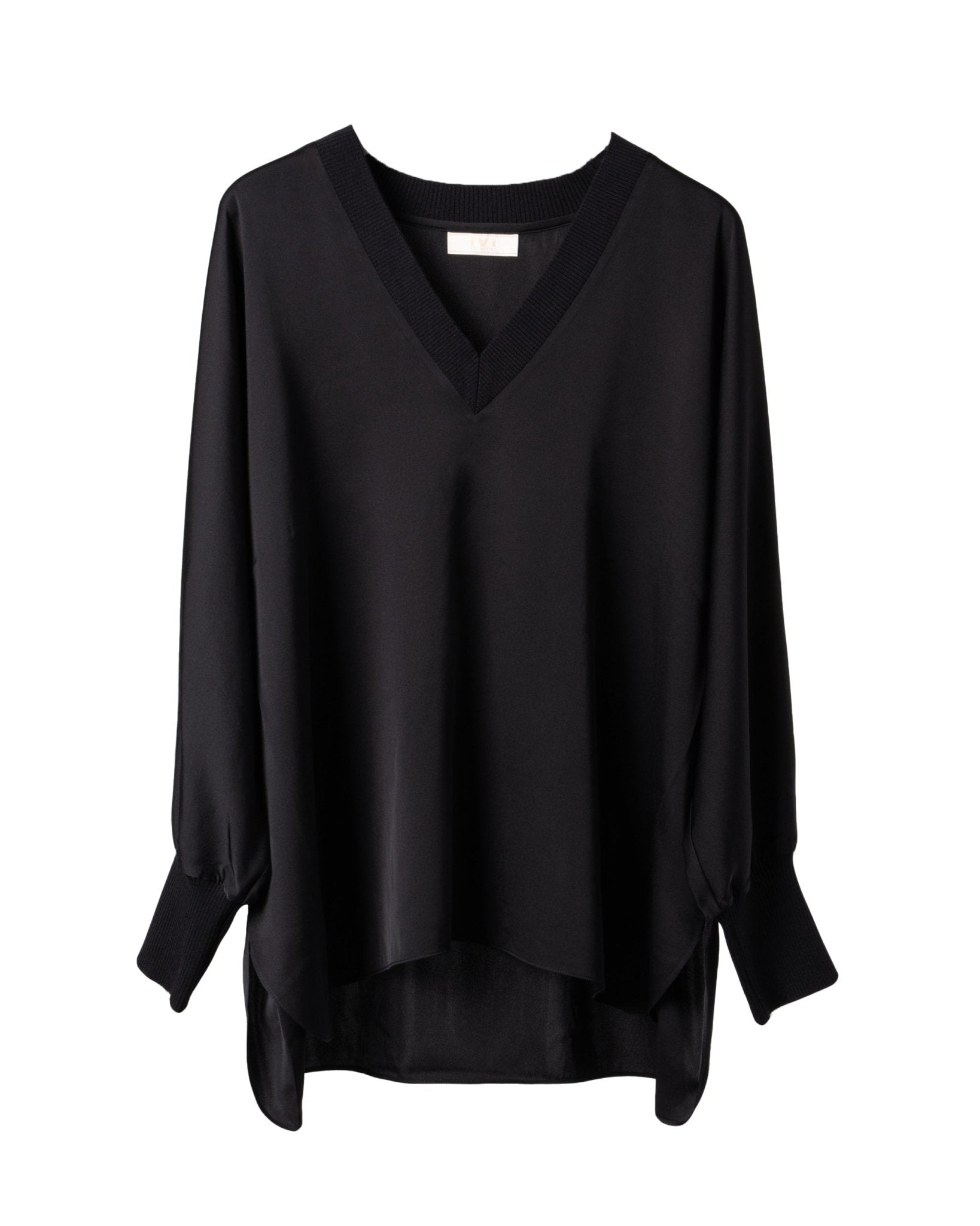 IVI COLLECTION | KNITTED V - STRETCH SILK BLOUSE - Blouses IVI Collection