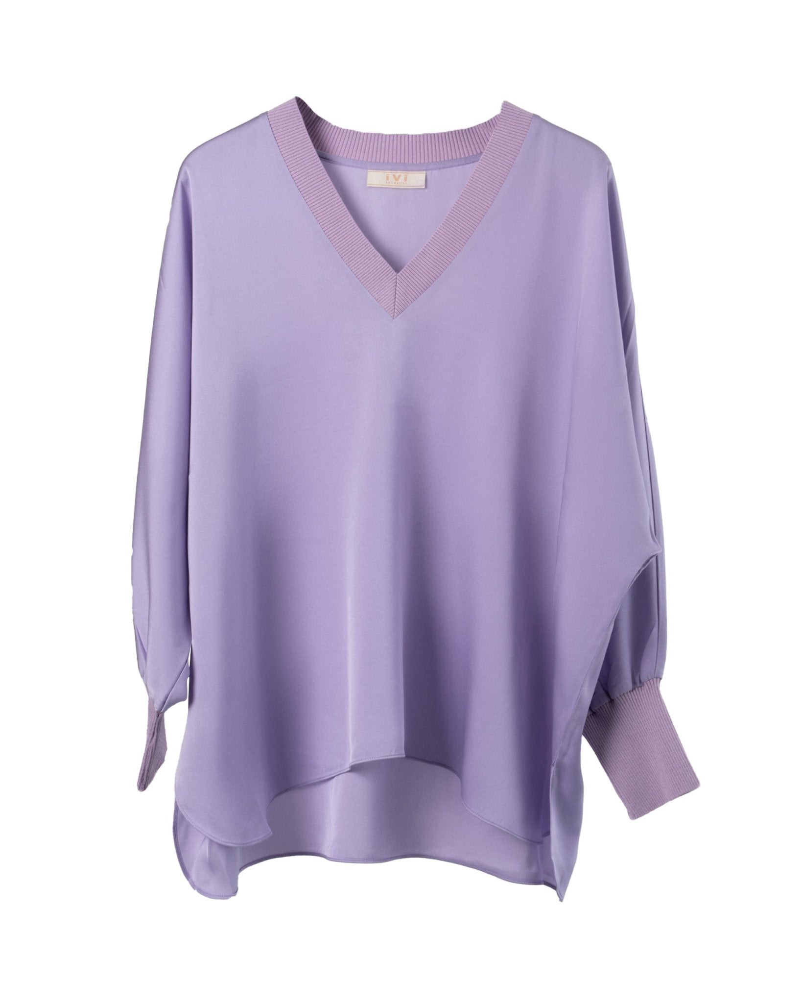 IVI COLLECTION | KNITTED V - STRETCH SILK BLOUSE - BLOUSON IVI Collection