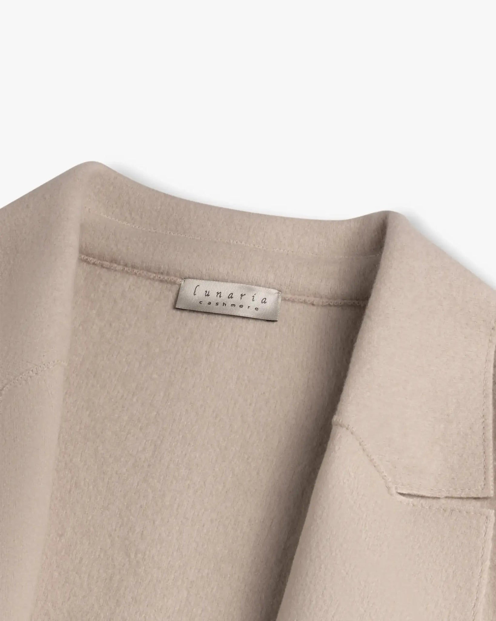 Jutefarbener Langer 4 Fädiger Gewalkter Cashmere Mantel von Lunaria - Coats & Jackets LUNARIA