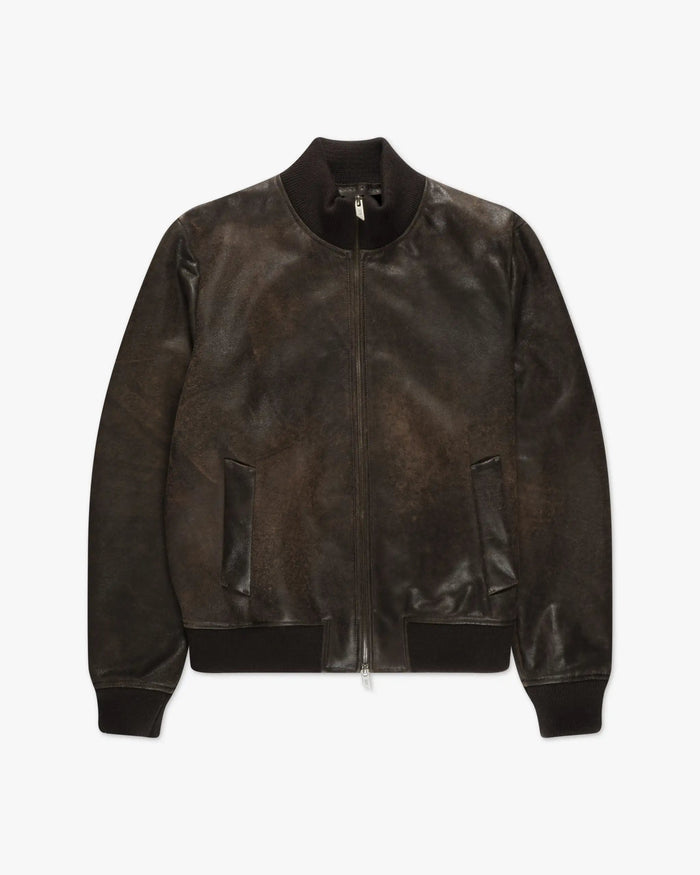 Kaffeebraune Bomber Jacke Aus Gebondeter Wolle von Salvatore Santoro