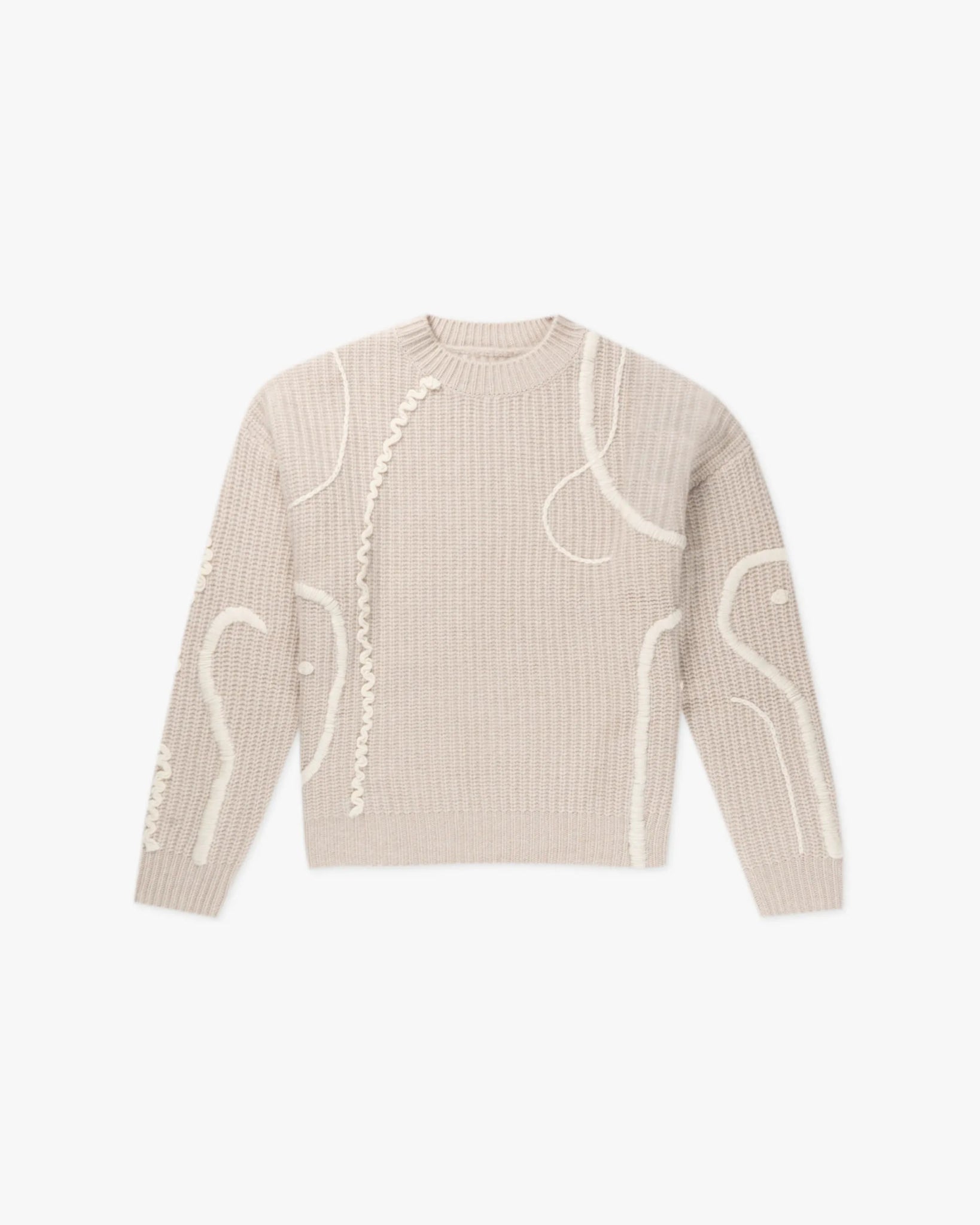 Kaschmir - Rippen - Rundhals - Pullover mit Verzierungen von Mia Fratino - Knitwear MIA FRATINO