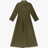 Khaki farbenes Baumwollstretch Kleid mit Samantha Besatz von La Camicia - Dresses LA CAMICIA