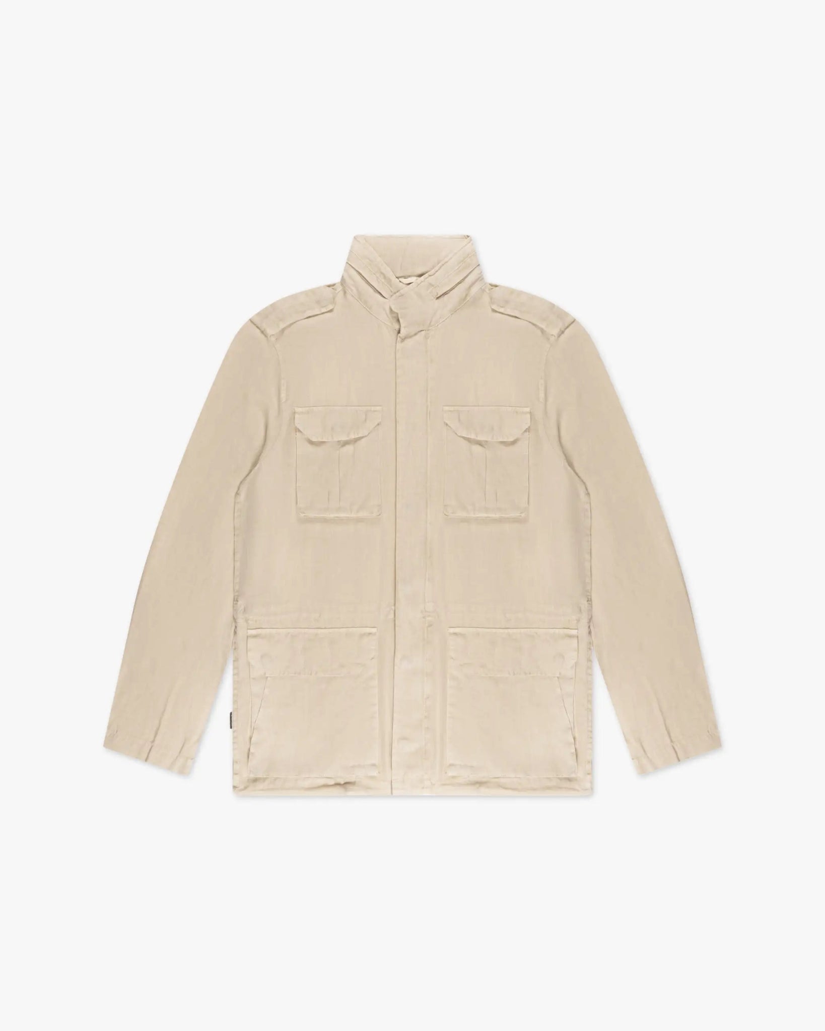 Khaki Sand Garment Dyed Leinen - Mix Fieldshirt Jacke von Keeling - Coats & Jackets KEELING