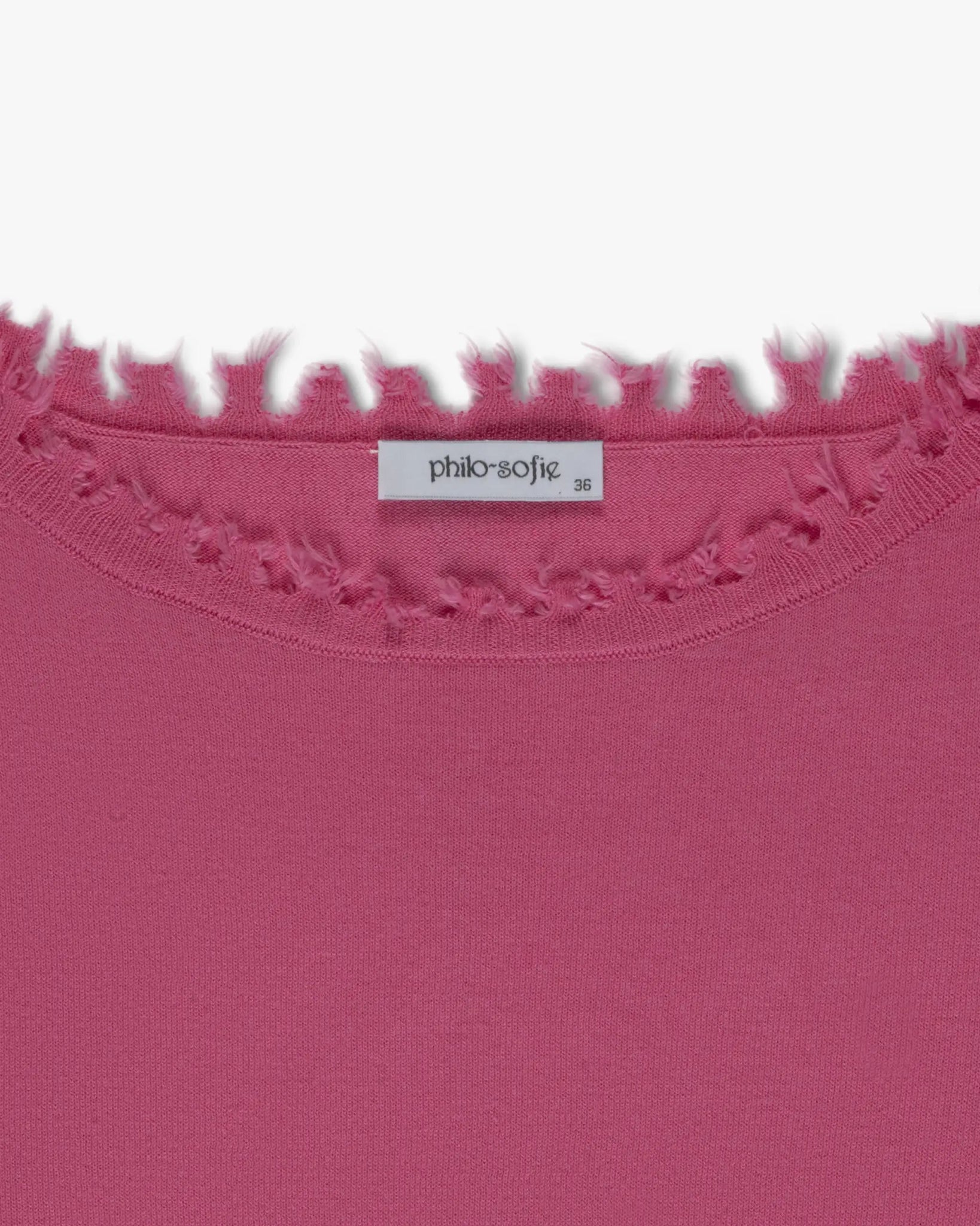 Knallpinkes distressed Rundhals 3/4 Ärmel Shirt von Philo Sofie - Knitwear PHILO - SOFIE