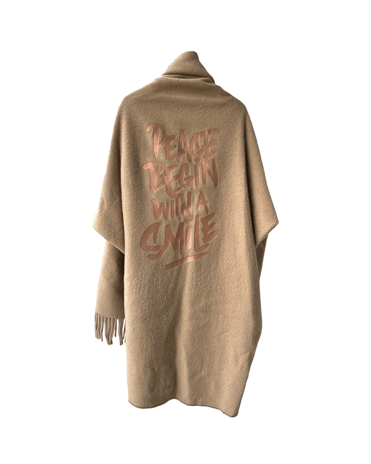 LA COUVERTURE | "PEACE BEGIN WITH A SMILE" STATEMENT PONCHO - Coats & Jackets LA COUVERTURE