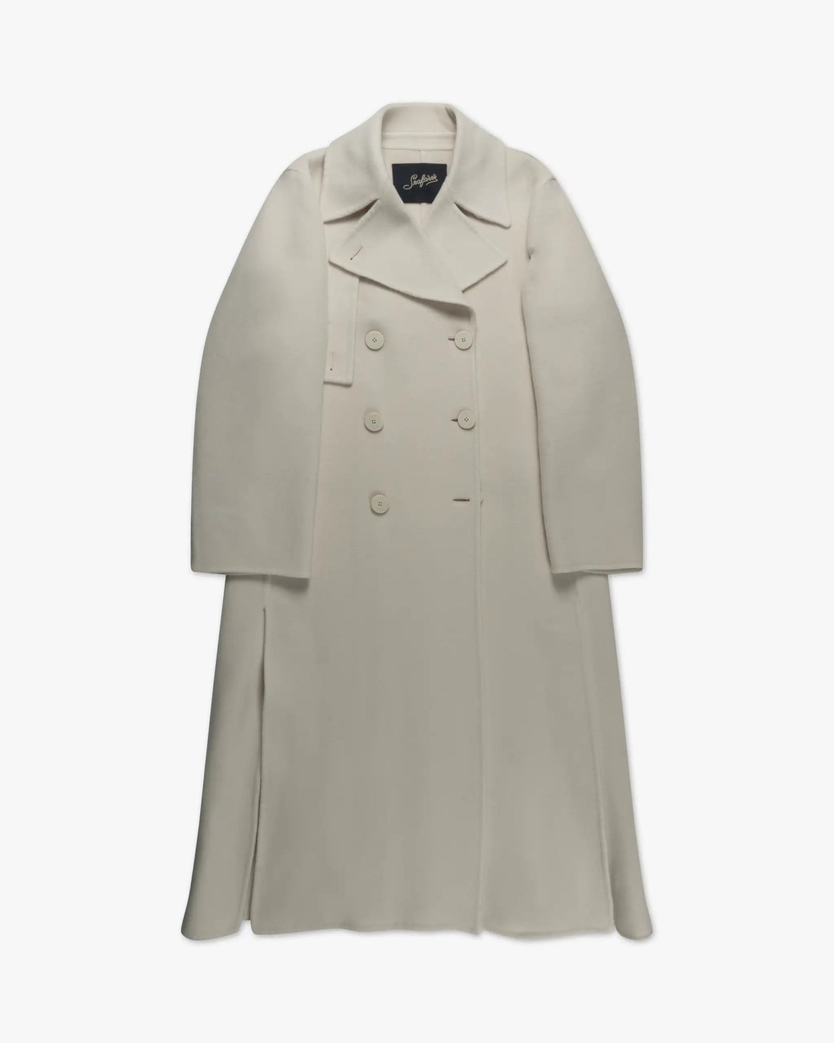 Lattefarbener langer Woll Doubleface Mantel von Seafarer - Coats & Jackets SEAFARER