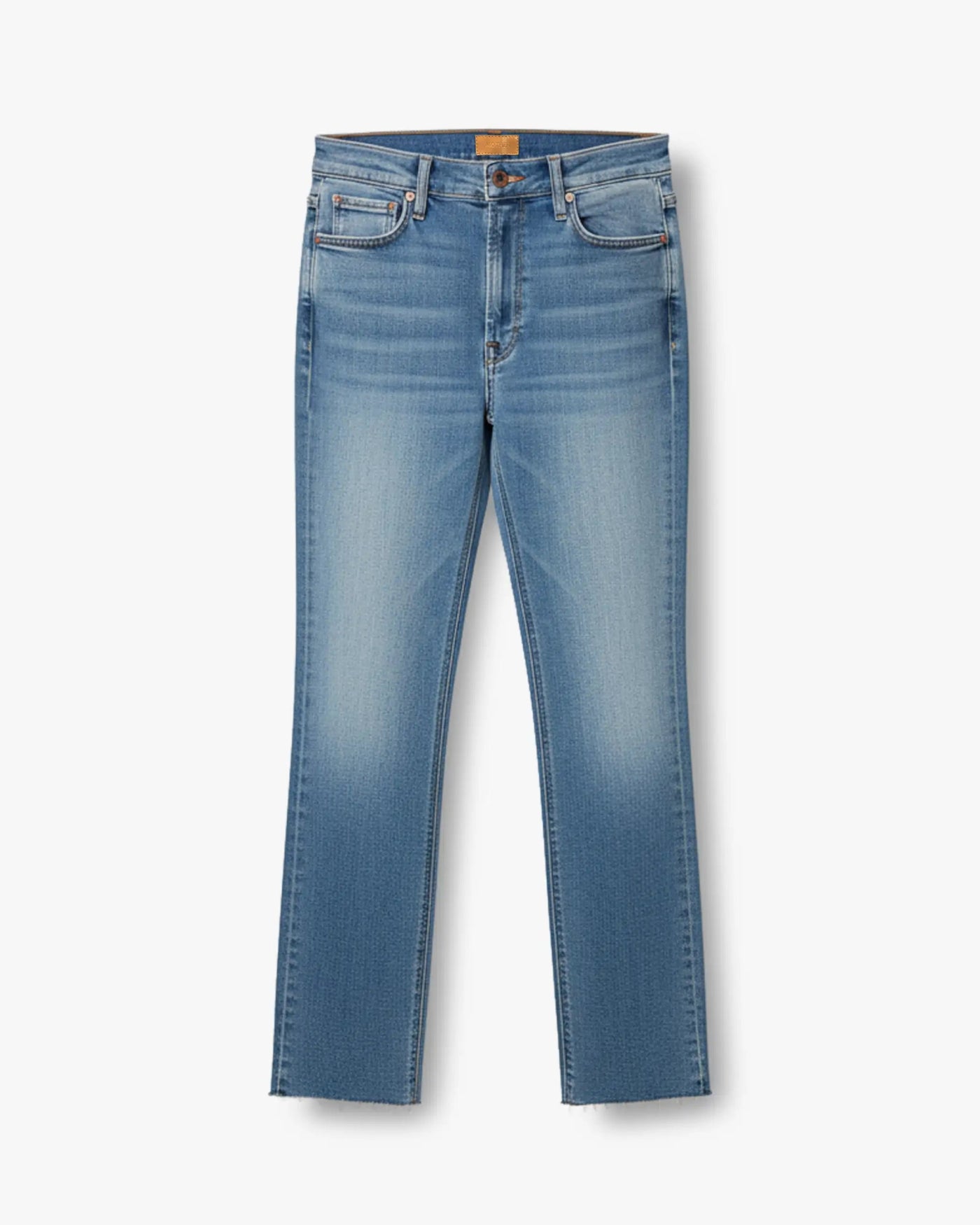 Light Blaue Jeans mit Mid Rise und ausgefranstem Saum von Mother