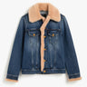 Limitierte Blau Beige Vintage Nerzfell Denimjacke von Seafarer - Denim SEAFARER