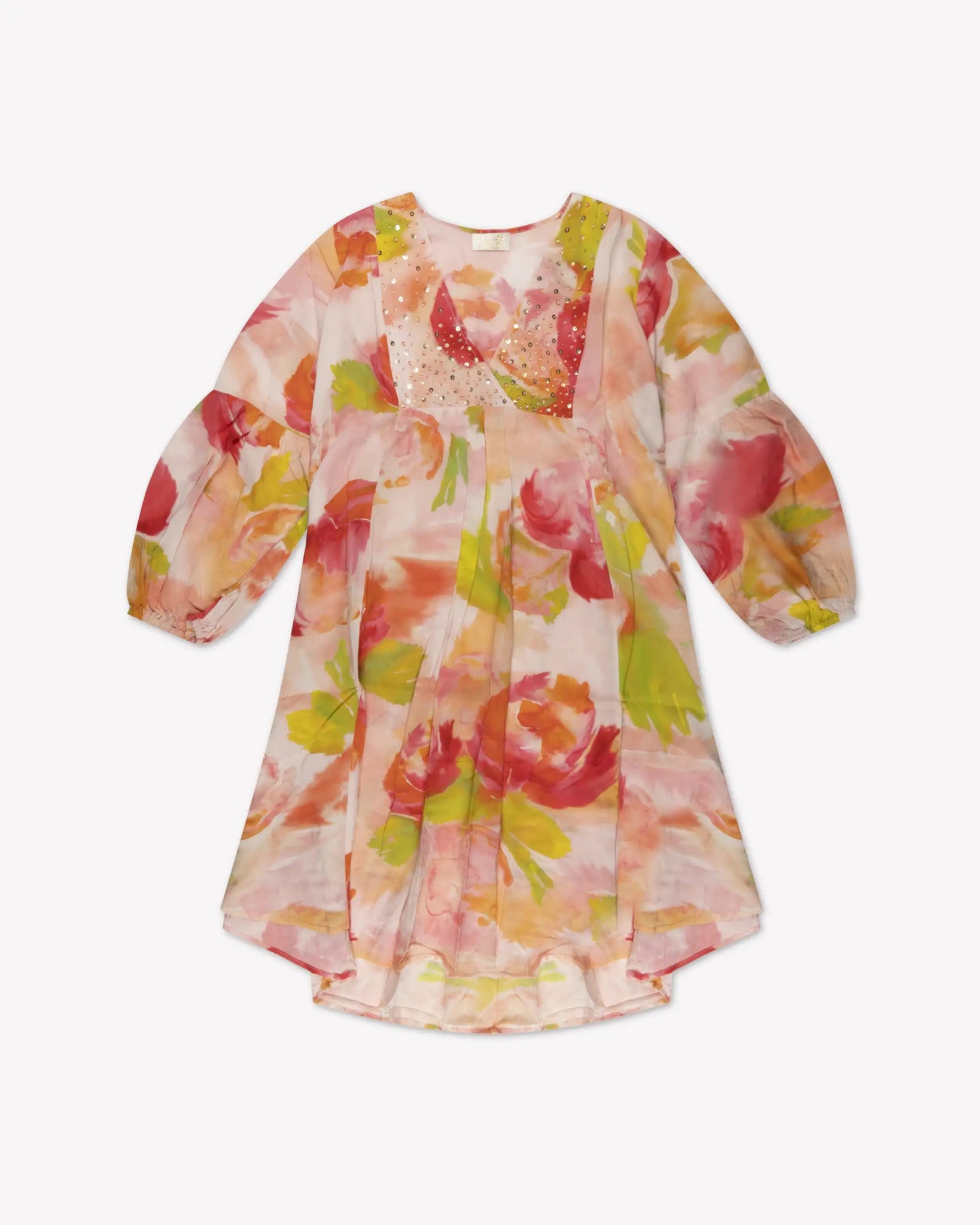 Mehrfarbiges Rosa Kurzes V - Kleid mit Blumenmuster von Salty Skin - Dresses SALTY SKIN